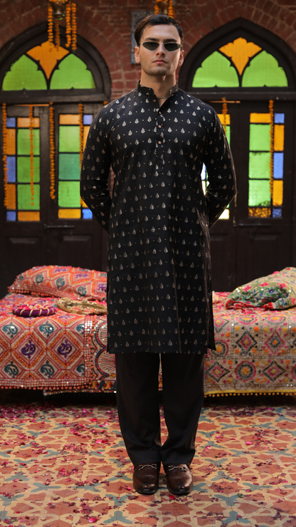 MR 71 Black Mirror Work Kurta