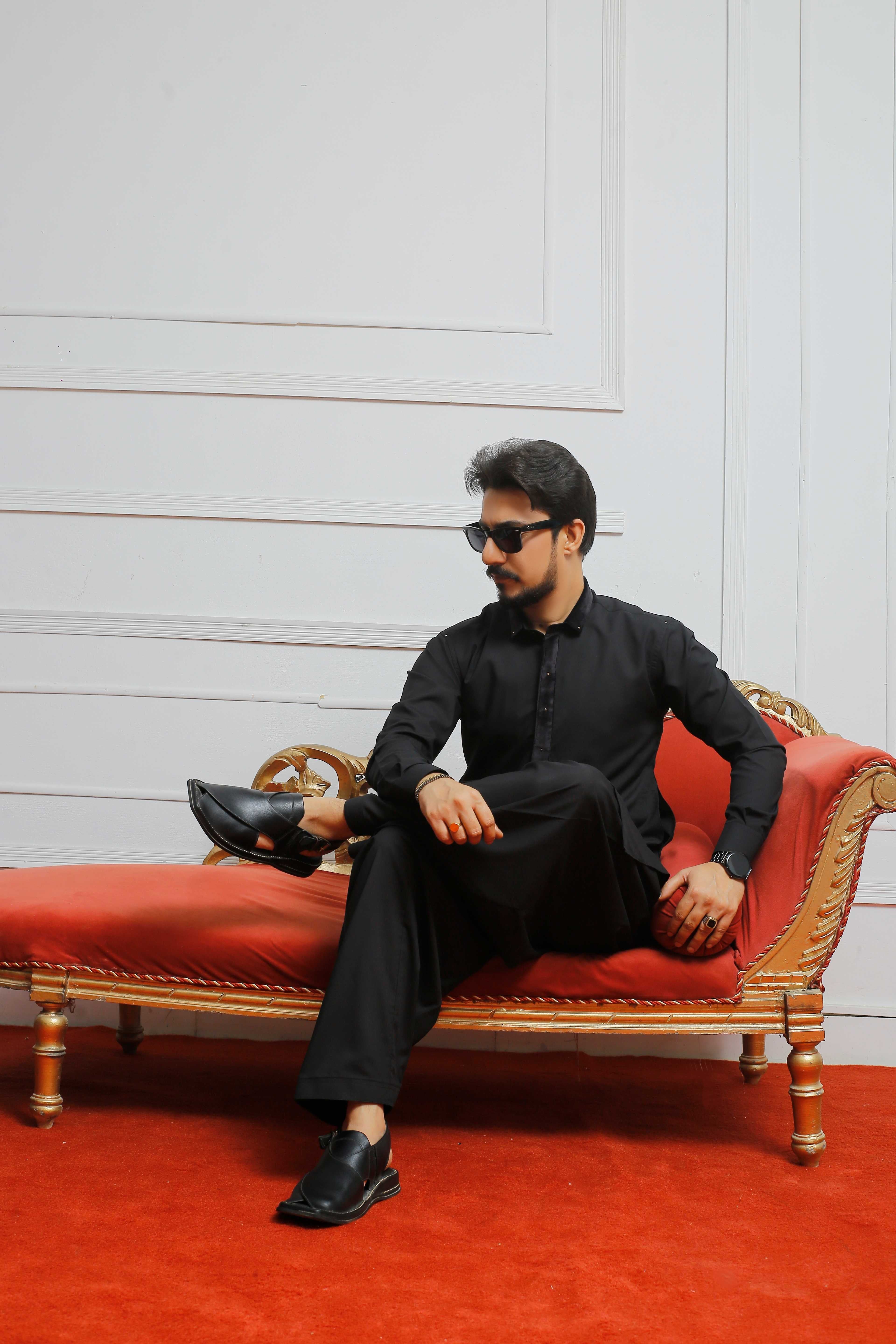 ER 808 Shining Black Executive Shalwar Kameez