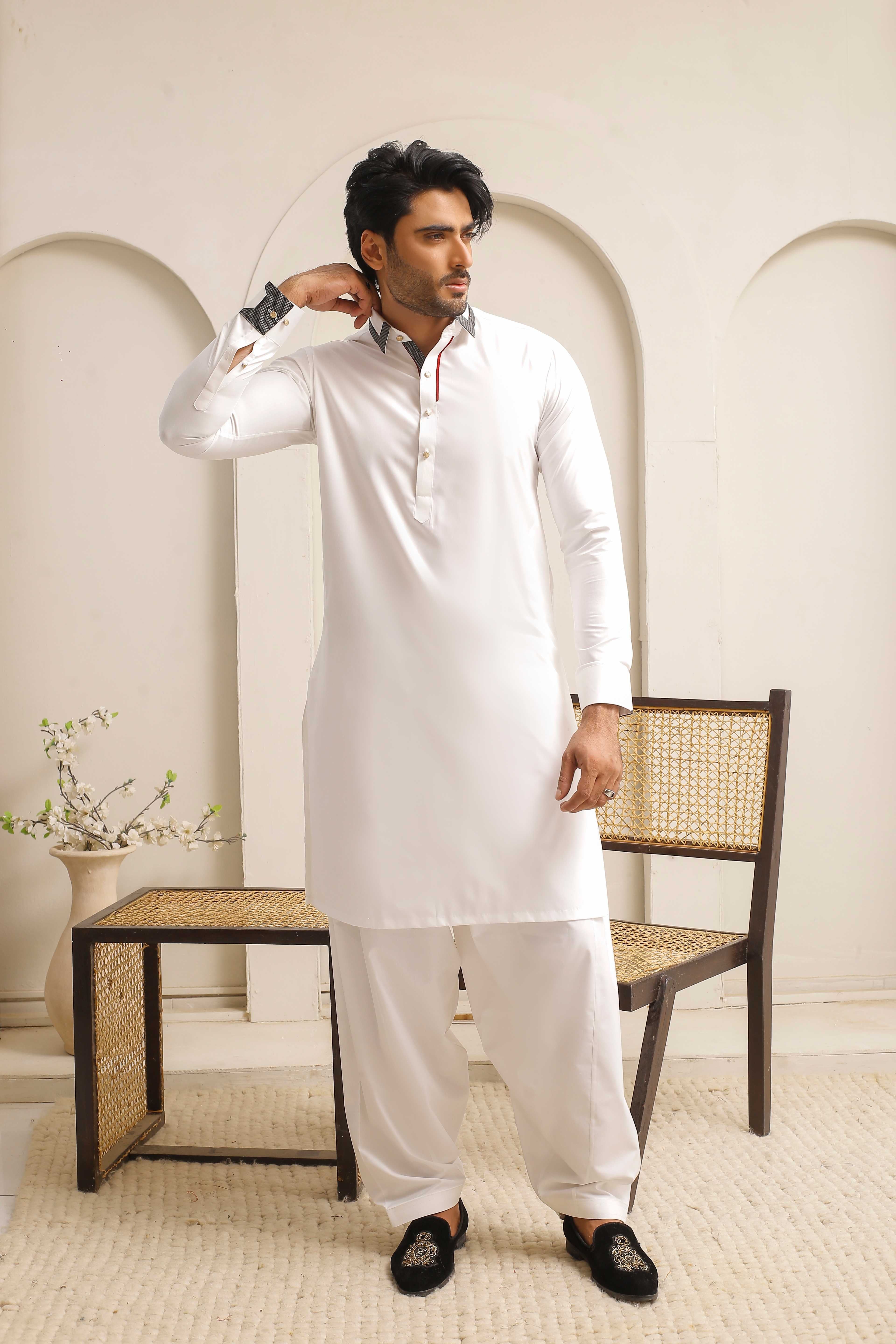 ER 810 Shining White Executive Shalwar Kameez