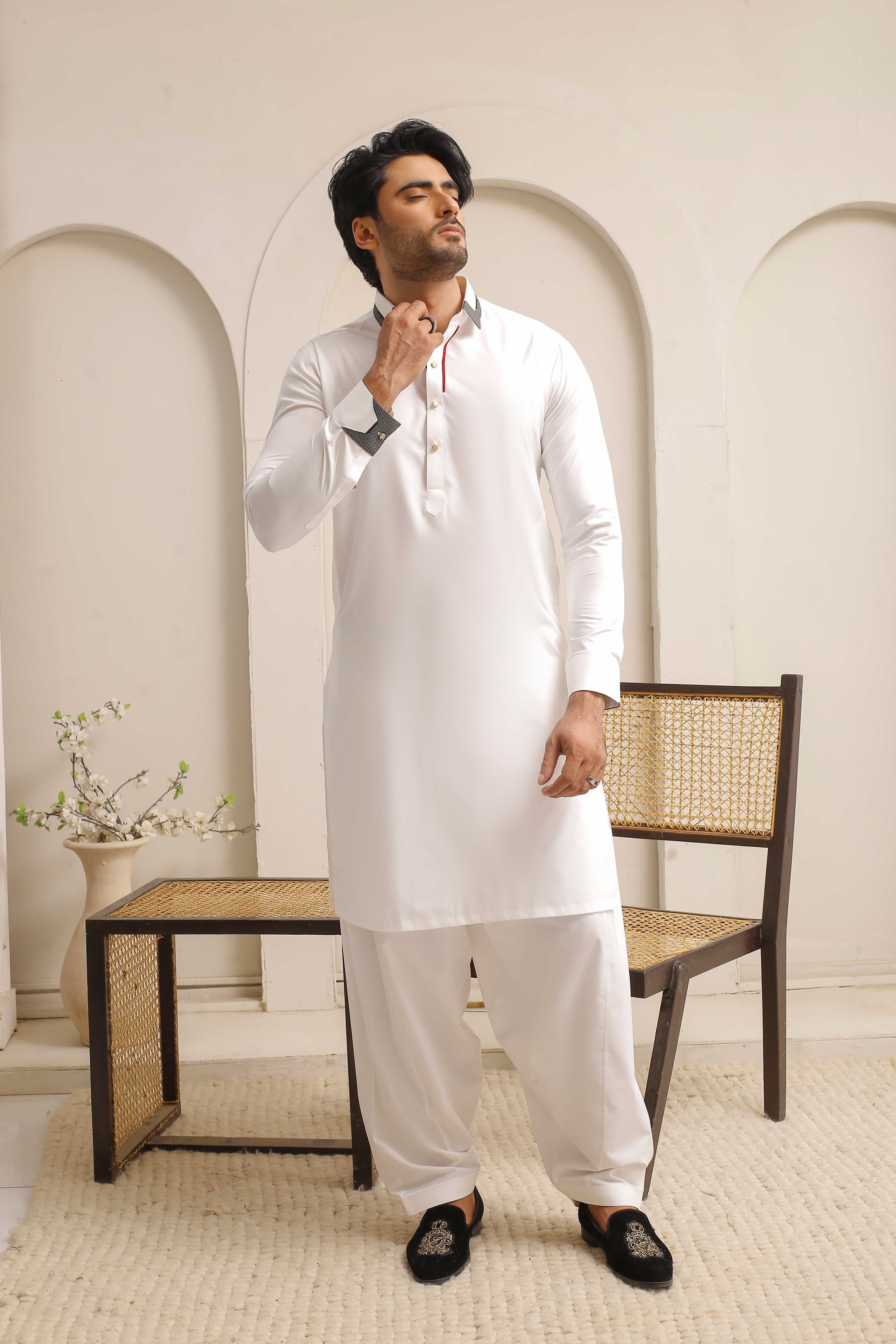 ER 810 Shining White Executive Shalwar Kameez