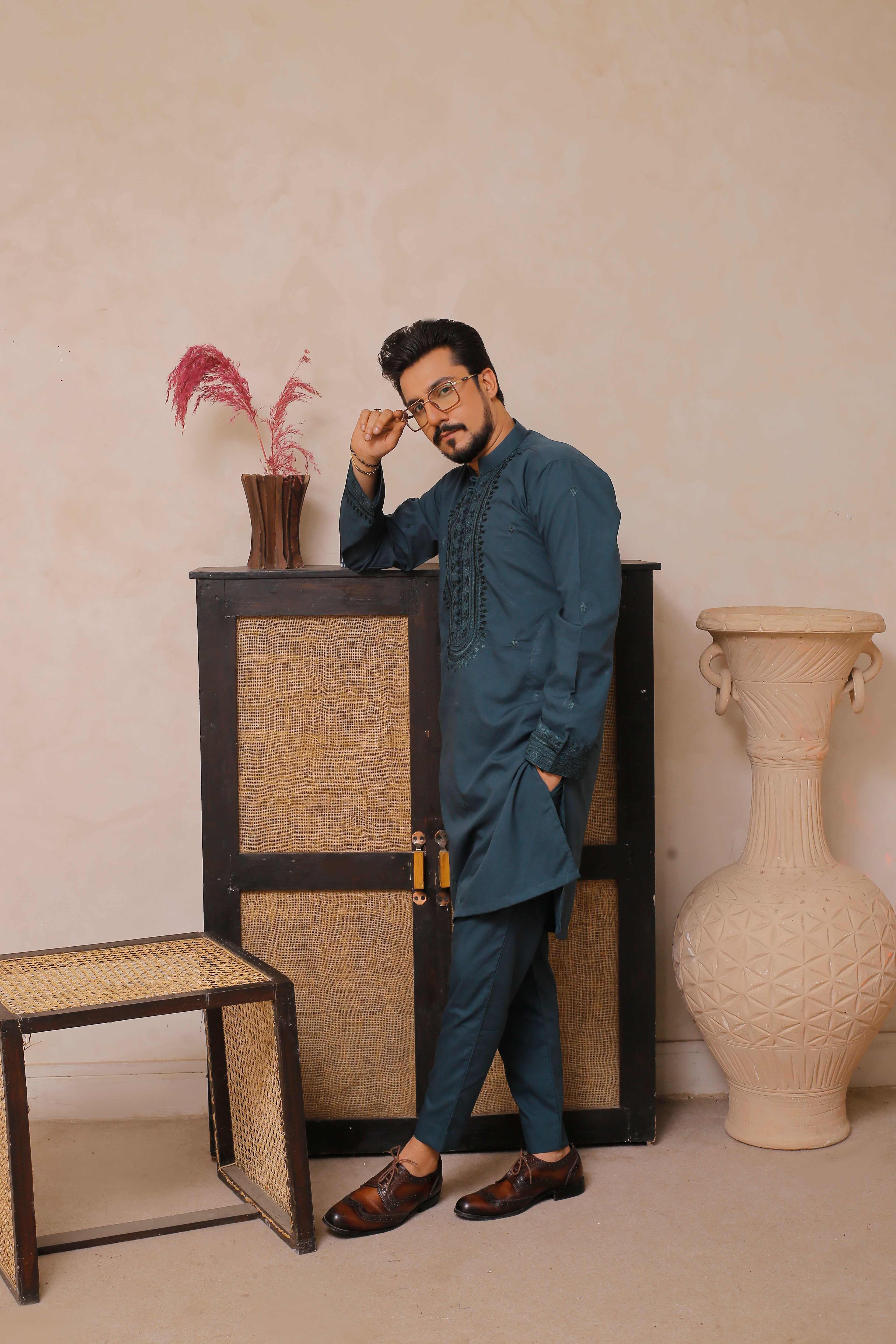 CK 500 Green Embroidered Executive Shalwar