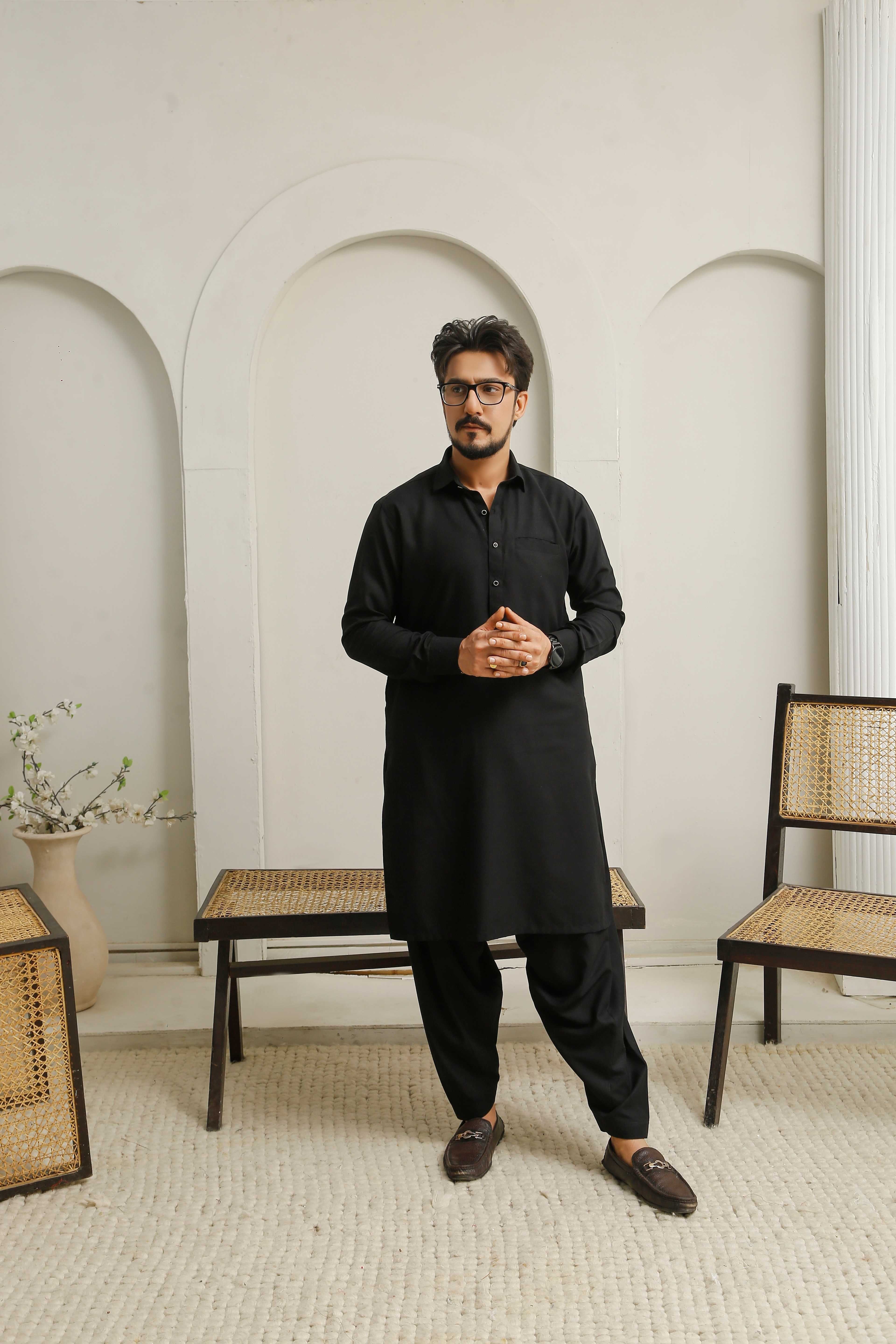 Jet  Black Executive Shalwar Kameez