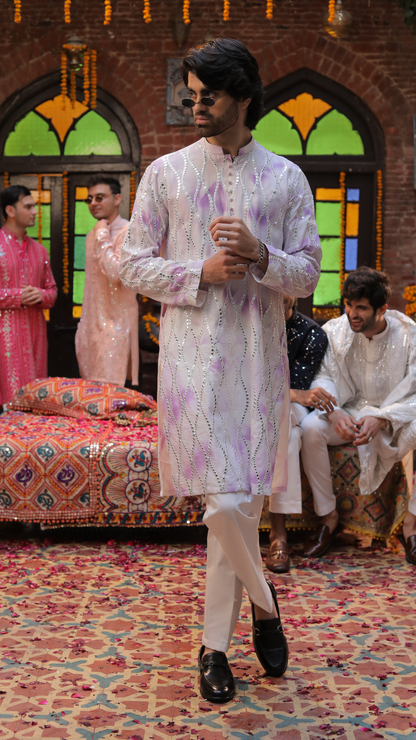 MR 83 Purple Chanderi Kurta for Men