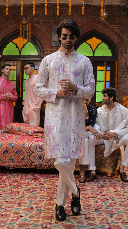 MR 83 Purple Chanderi Kurta for Men