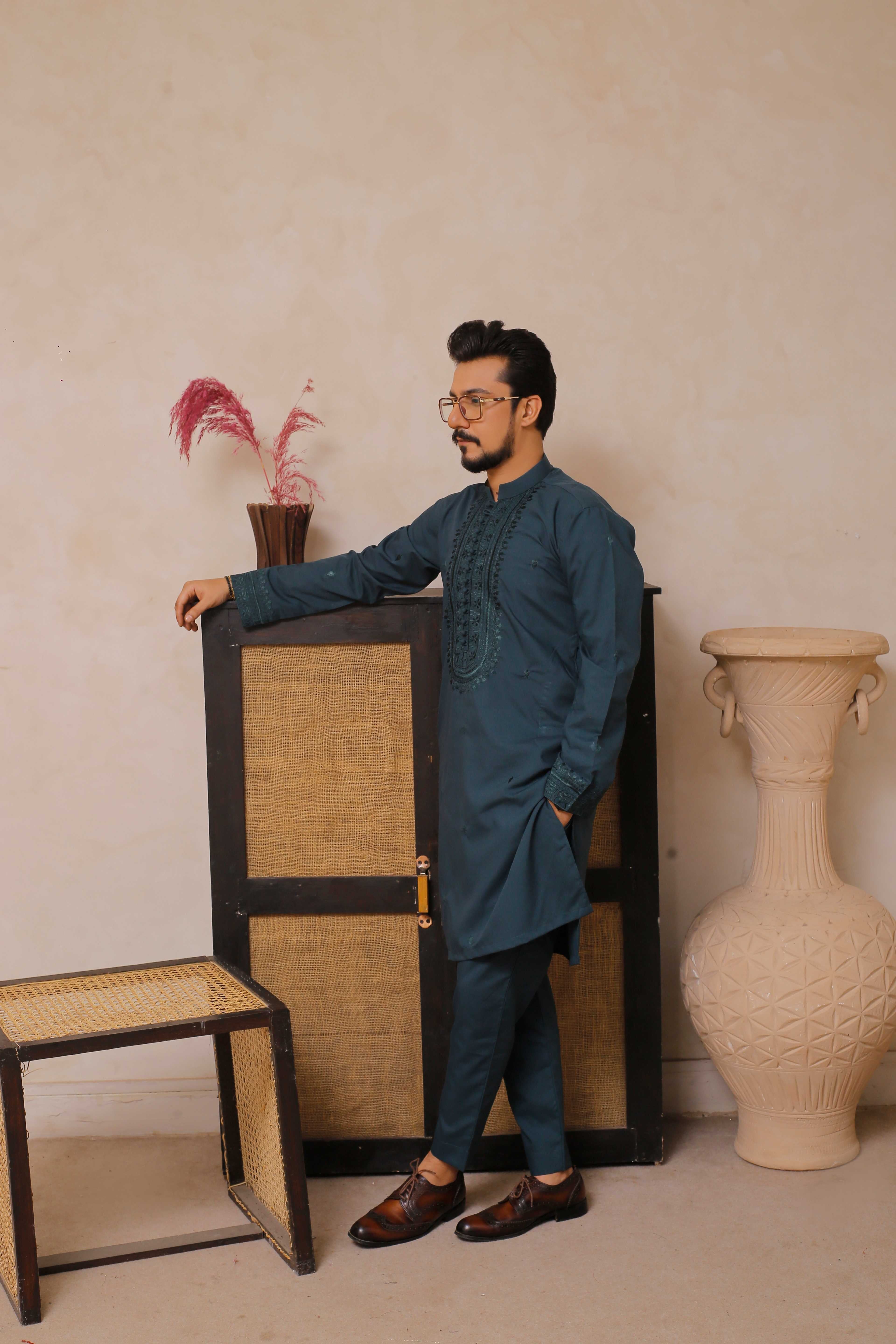 CK 500 Green Embroidered Executive Shalwar