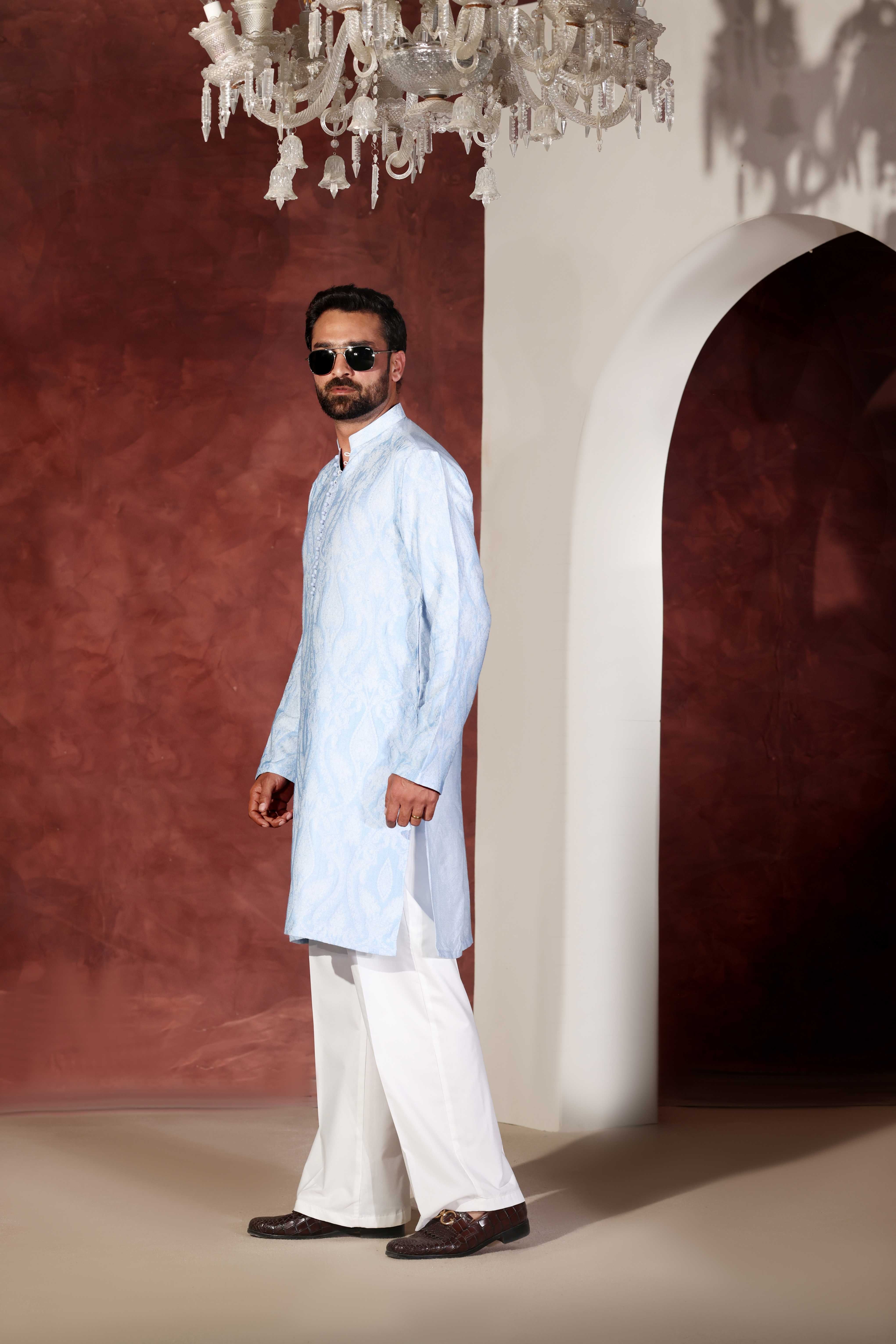 CK 767 Sky Blue Chikankari Kurta