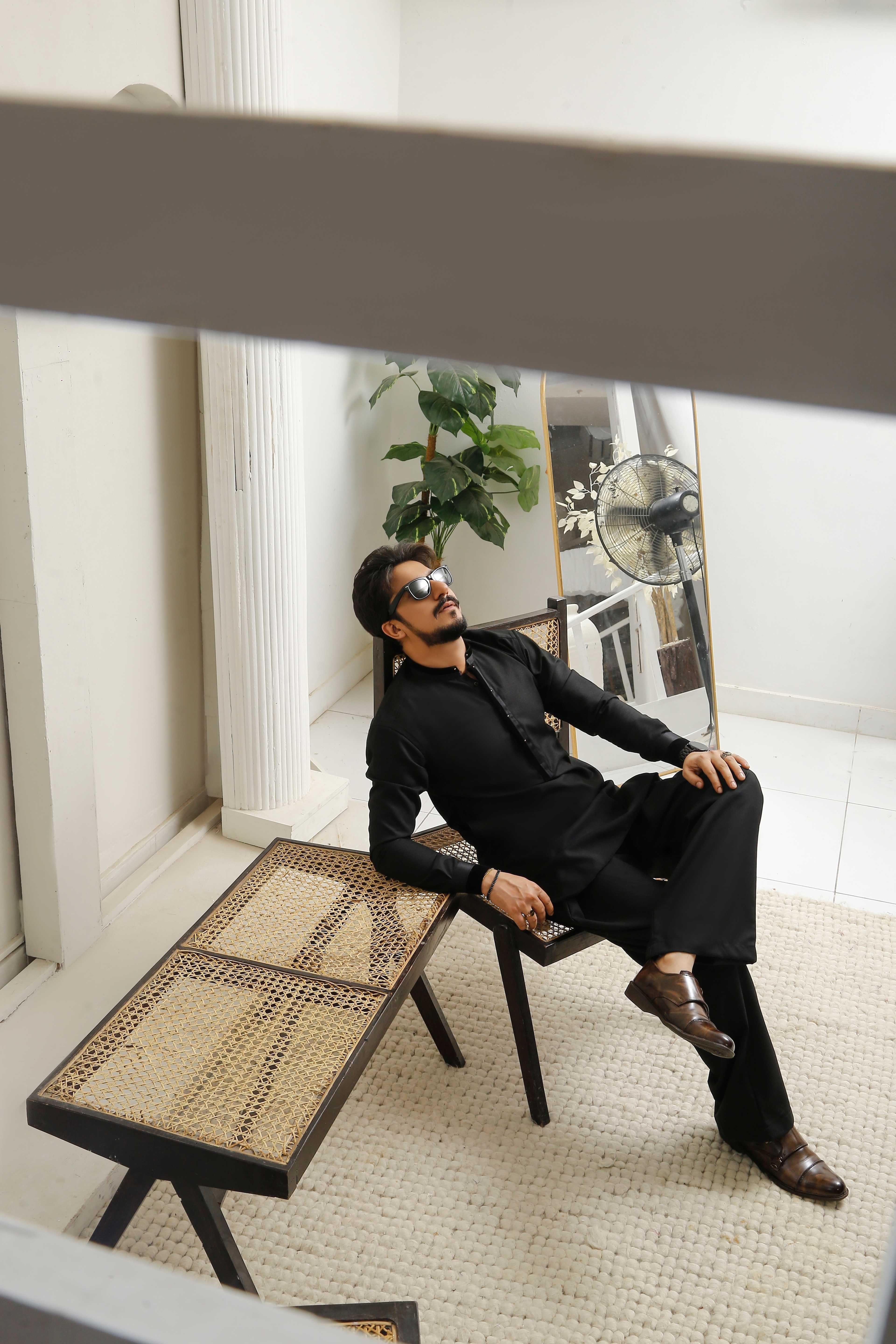 Enigma Black Executive Shalwar Kameez