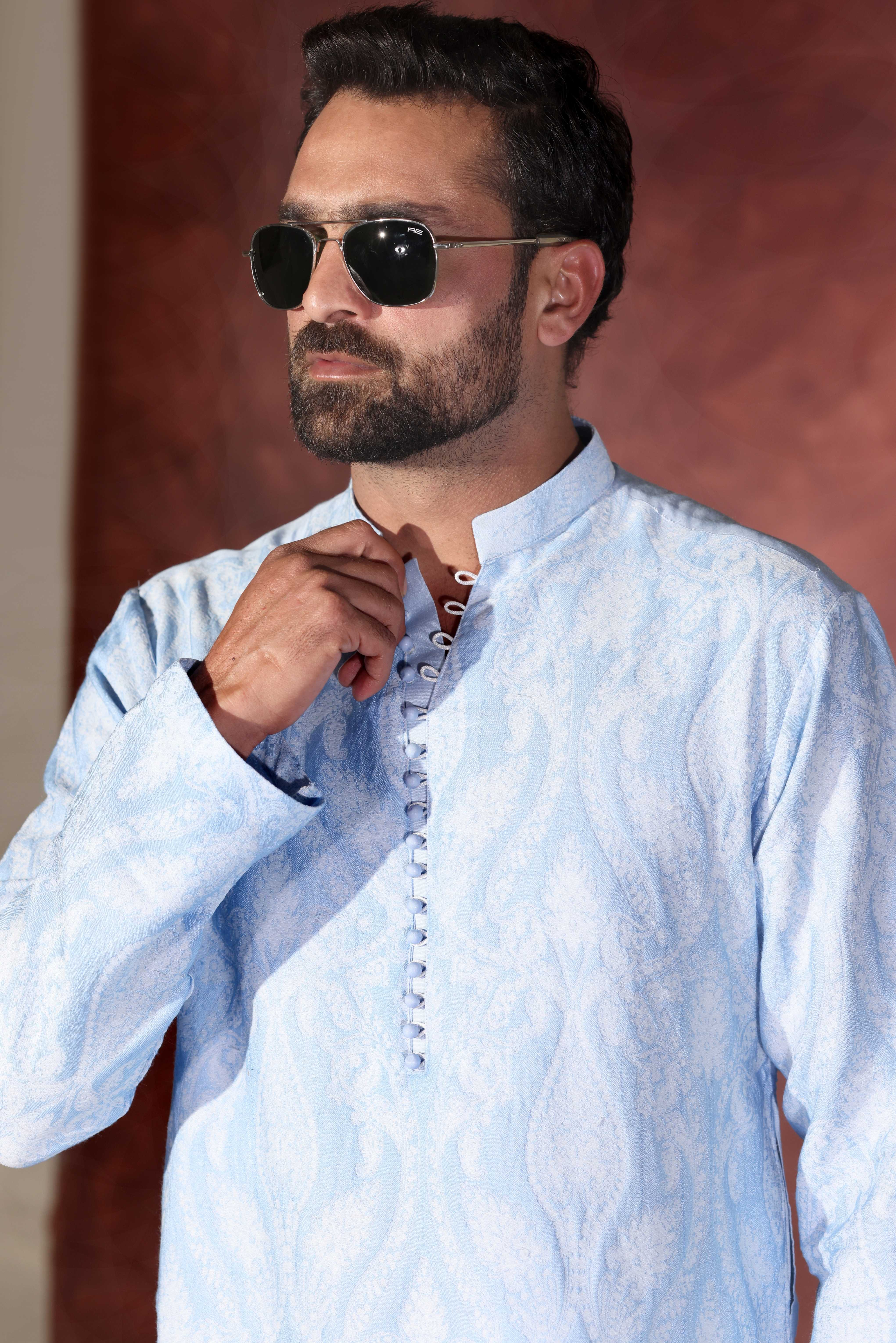 CK 767 Sky Blue Chikankari Kurta