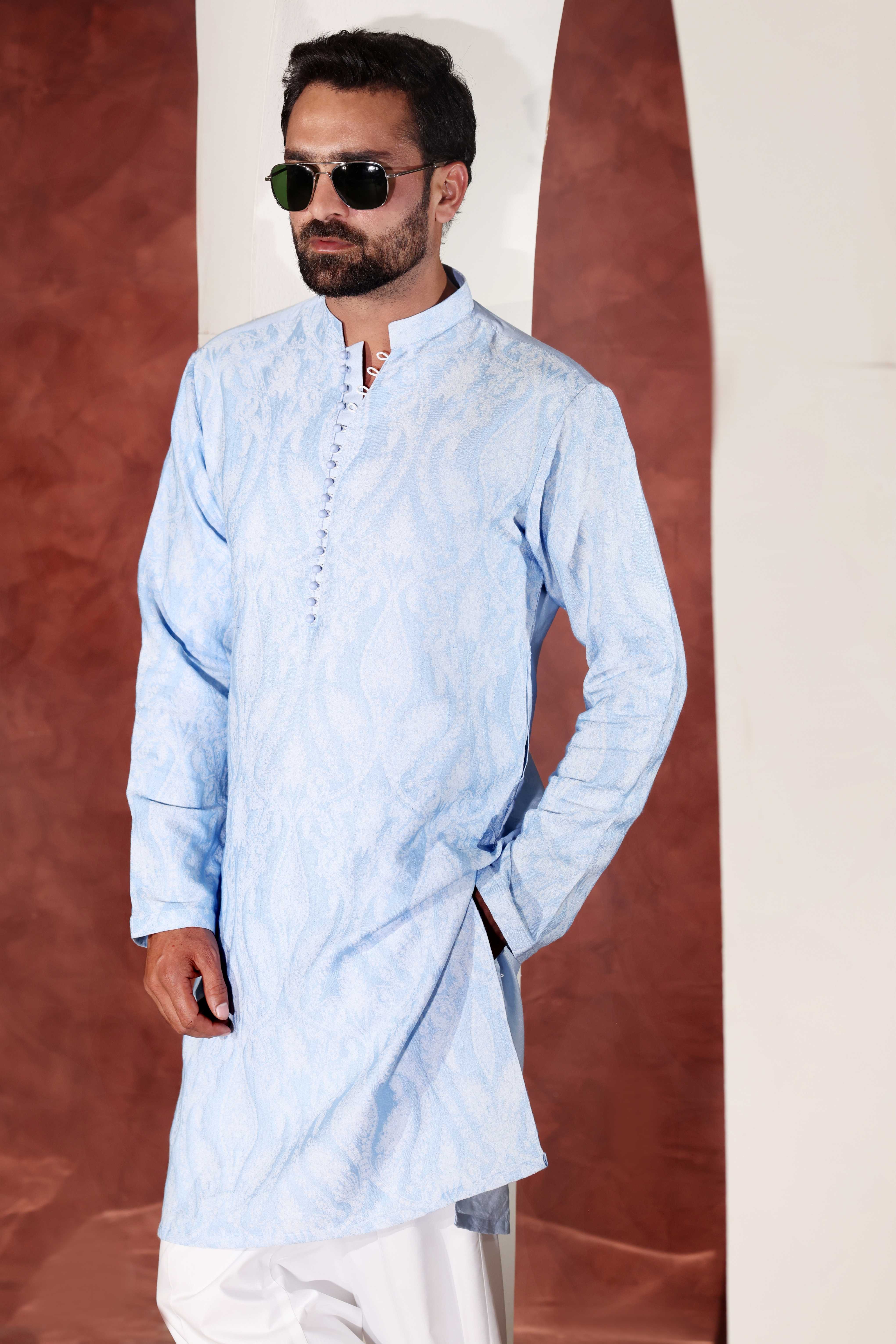 CK 767 Sky Blue Chikankari Kurta