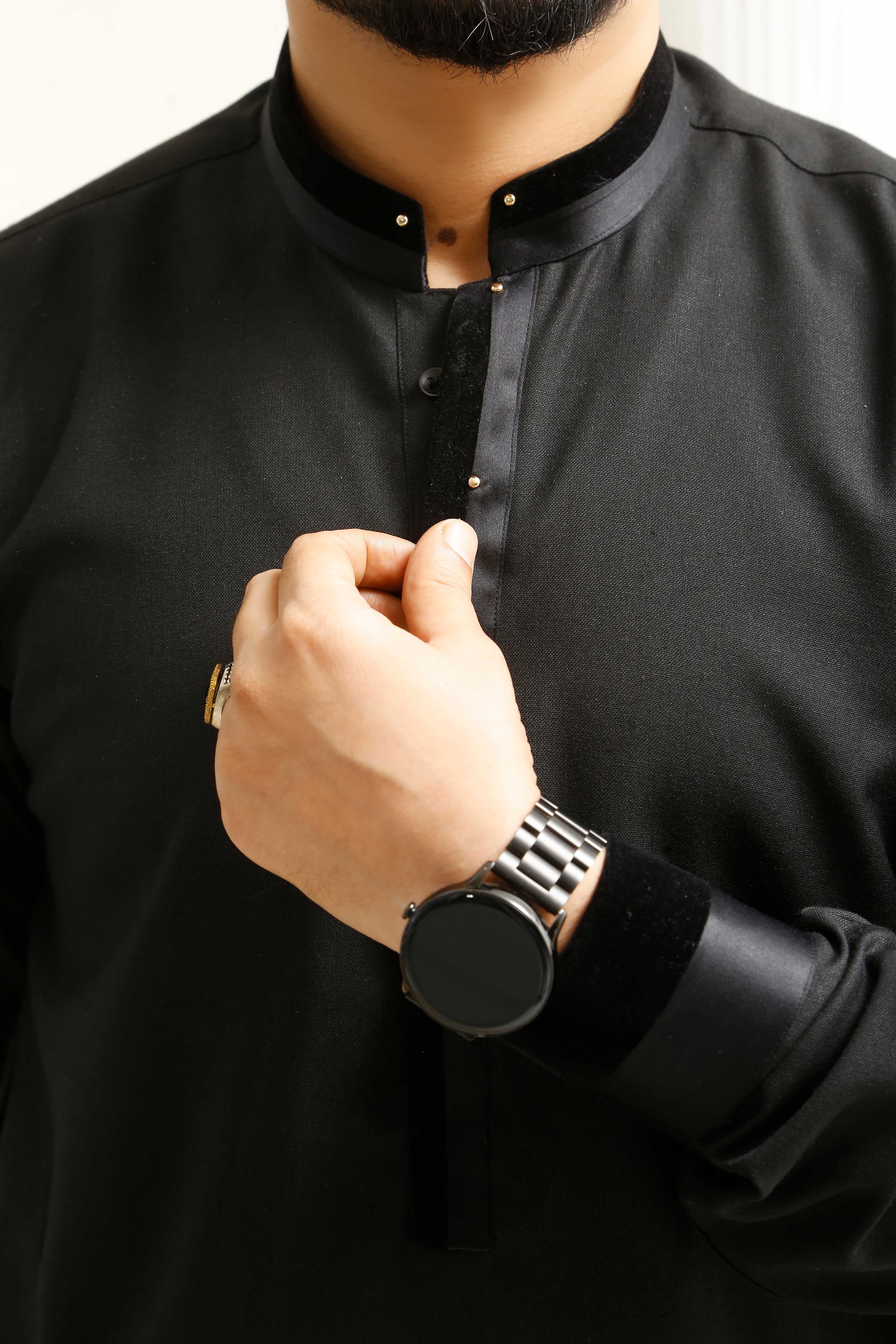 Enigma Black Executive Shalwar Kameez