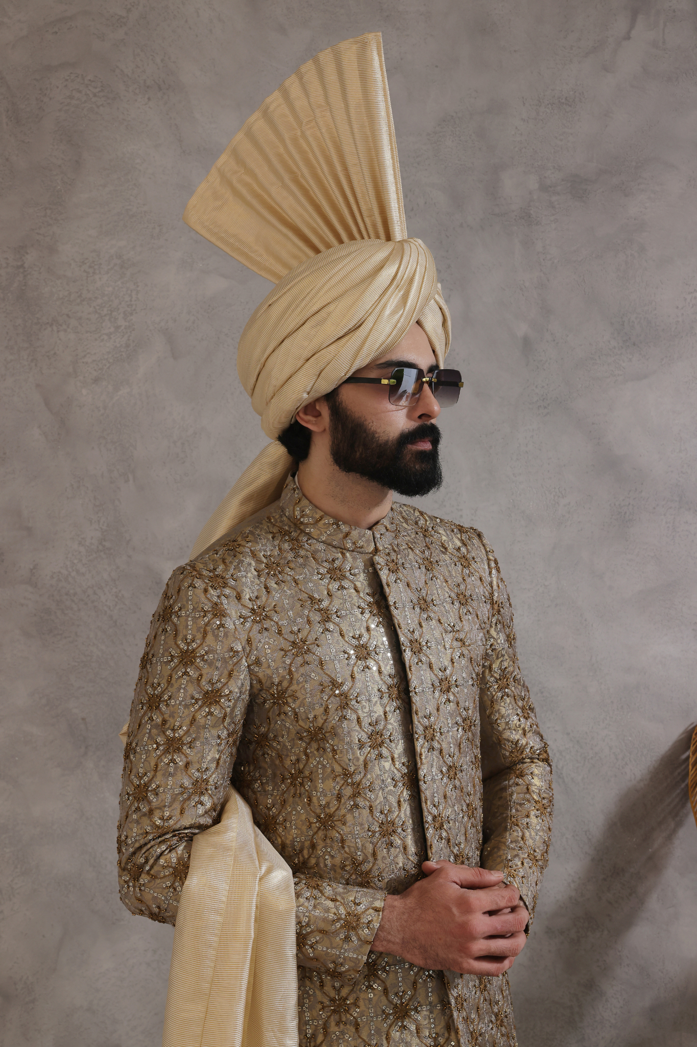 ER SH 116 Grey Sherwani For Groom