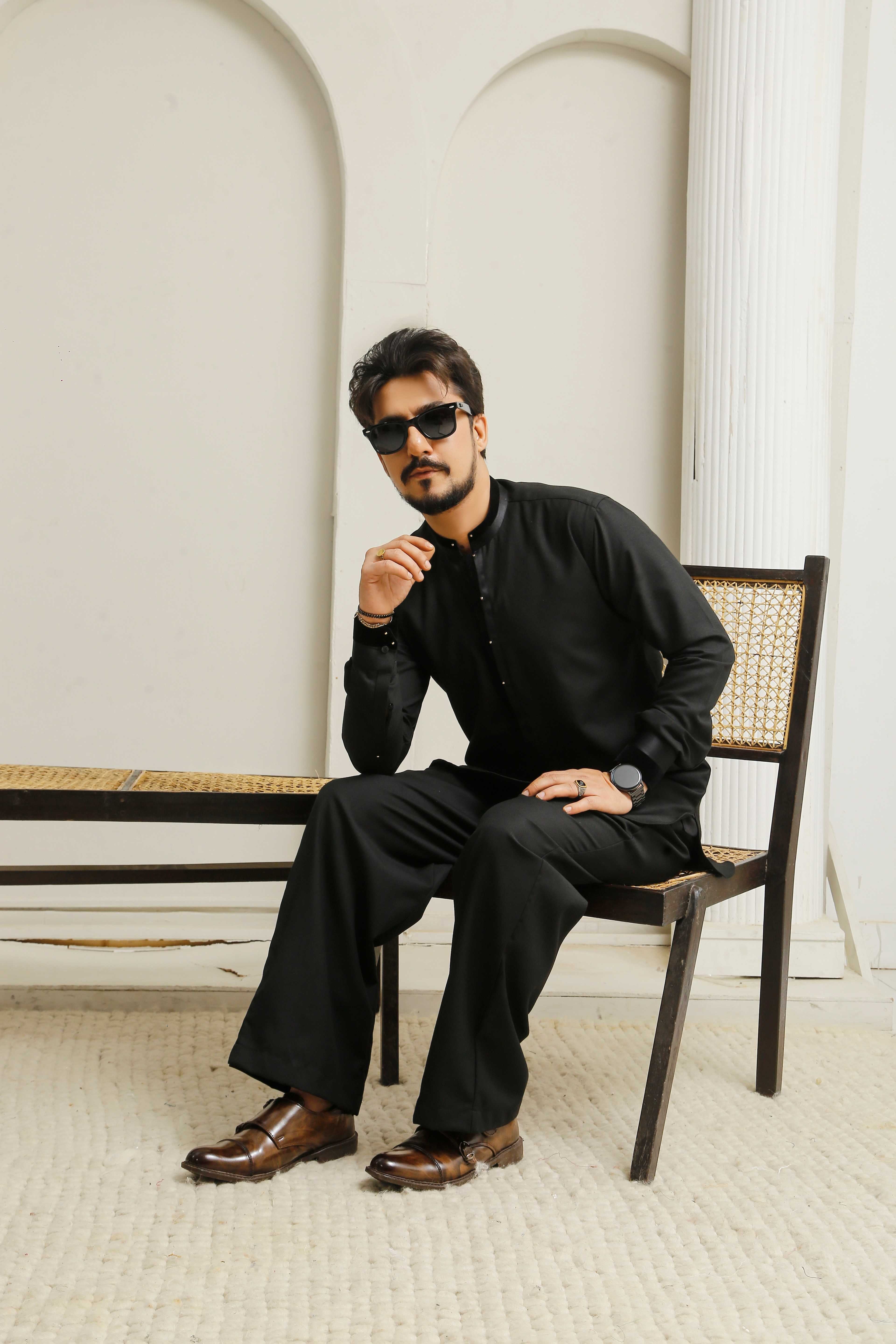 Enigma Black Executive Shalwar Kameez