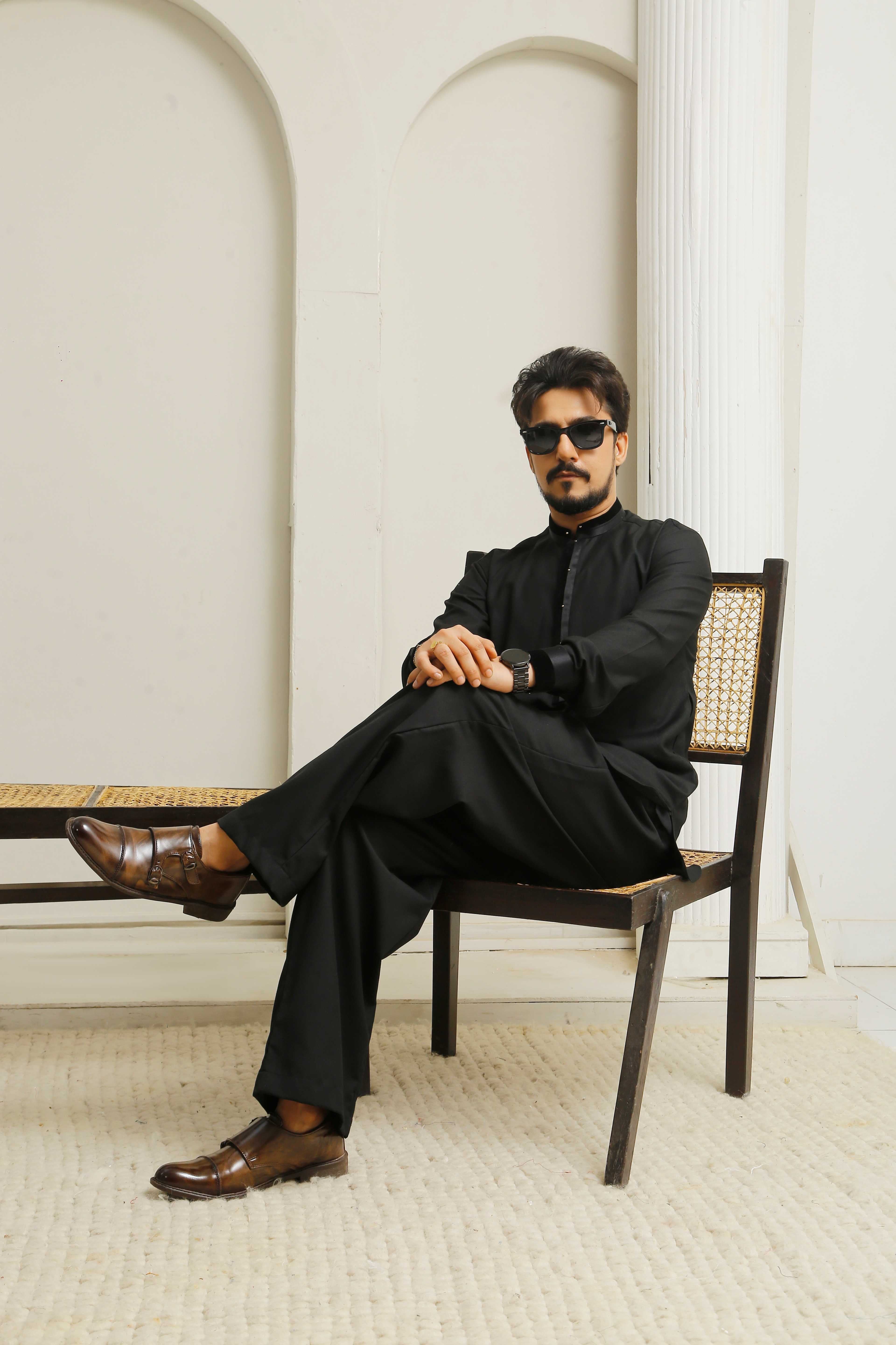 Enigma Black Executive Shalwar Kameez