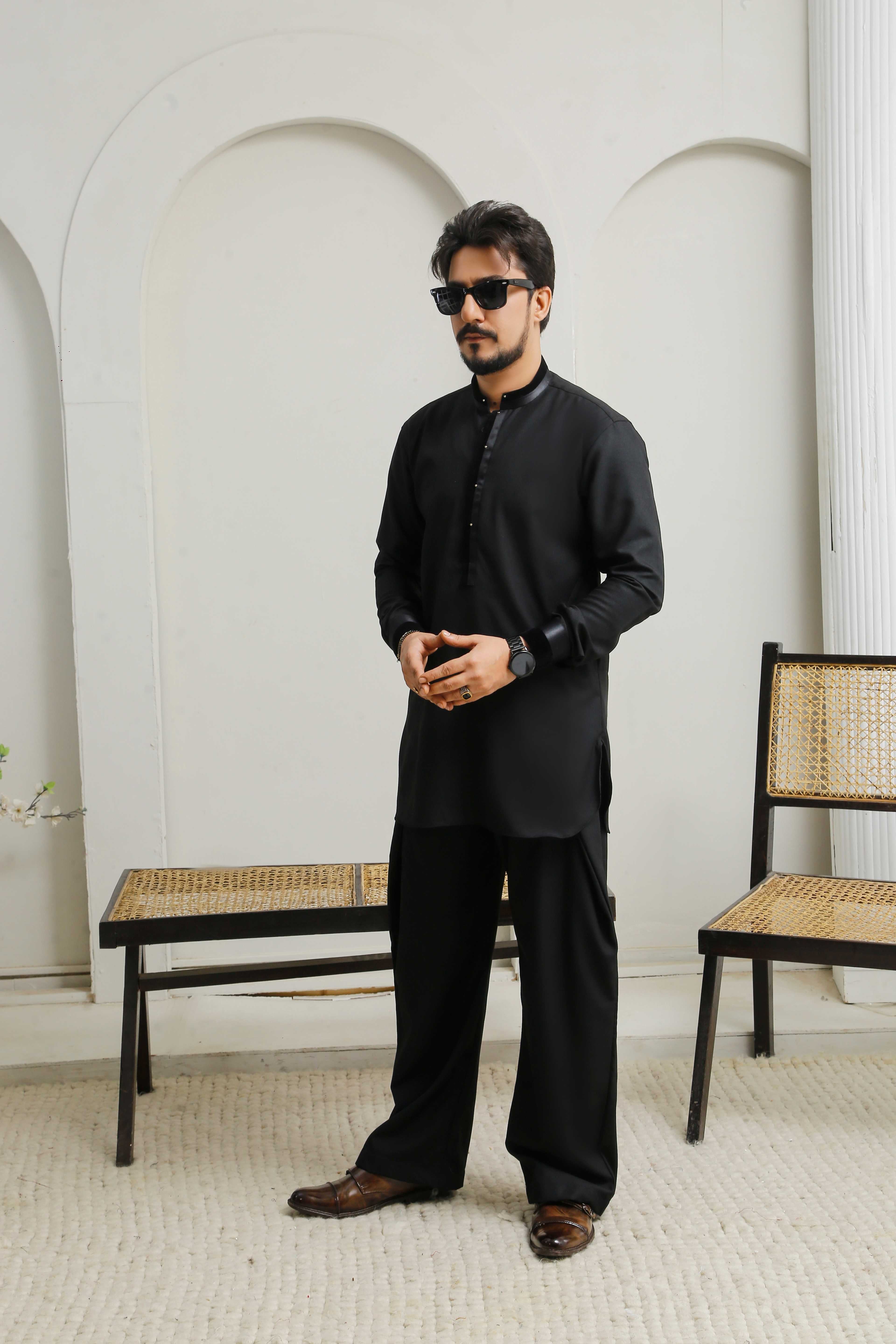 Enigma Black Executive Shalwar Kameez