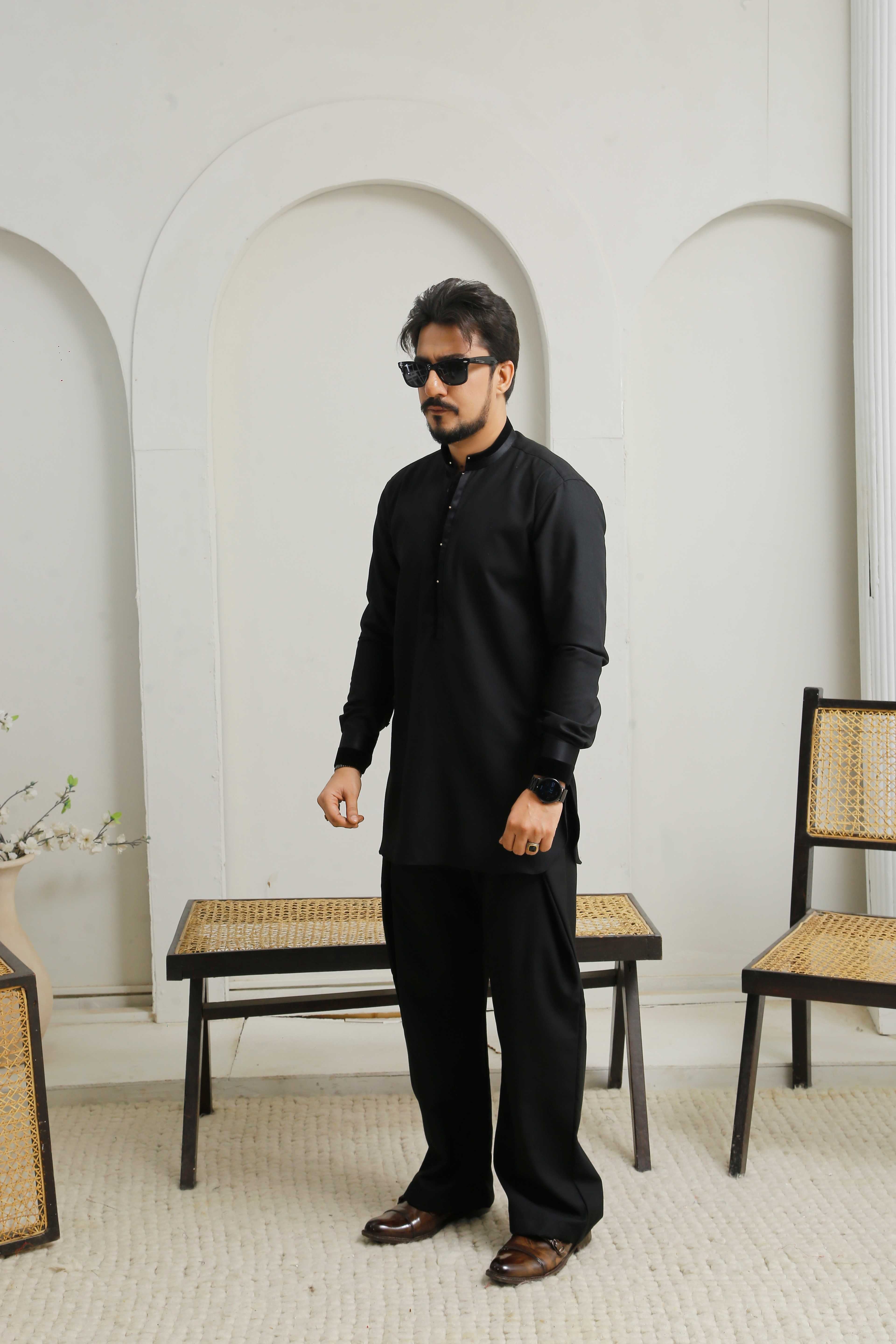 Enigma Black Executive Shalwar Kameez