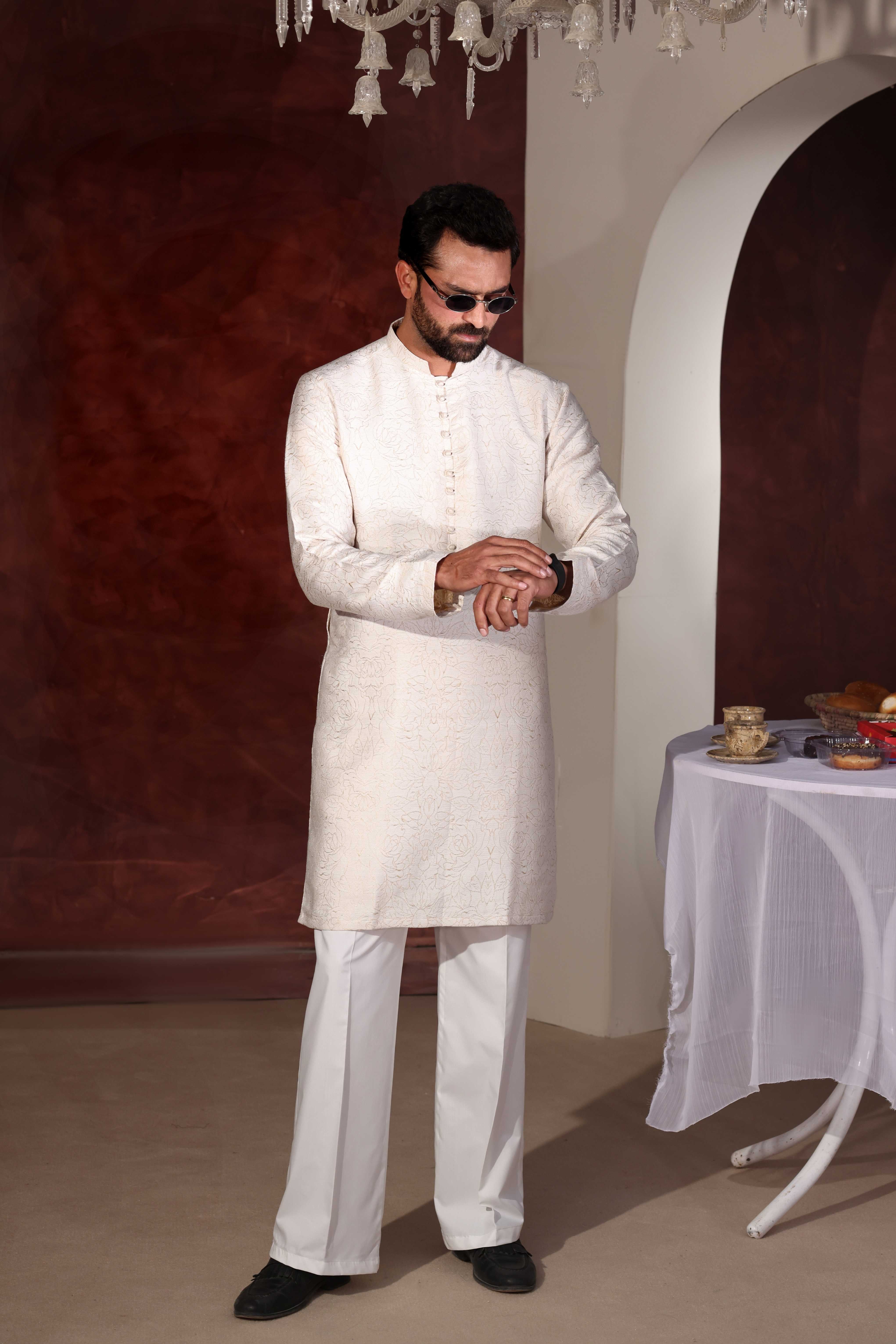 CK 762 White Chikankari Kurta