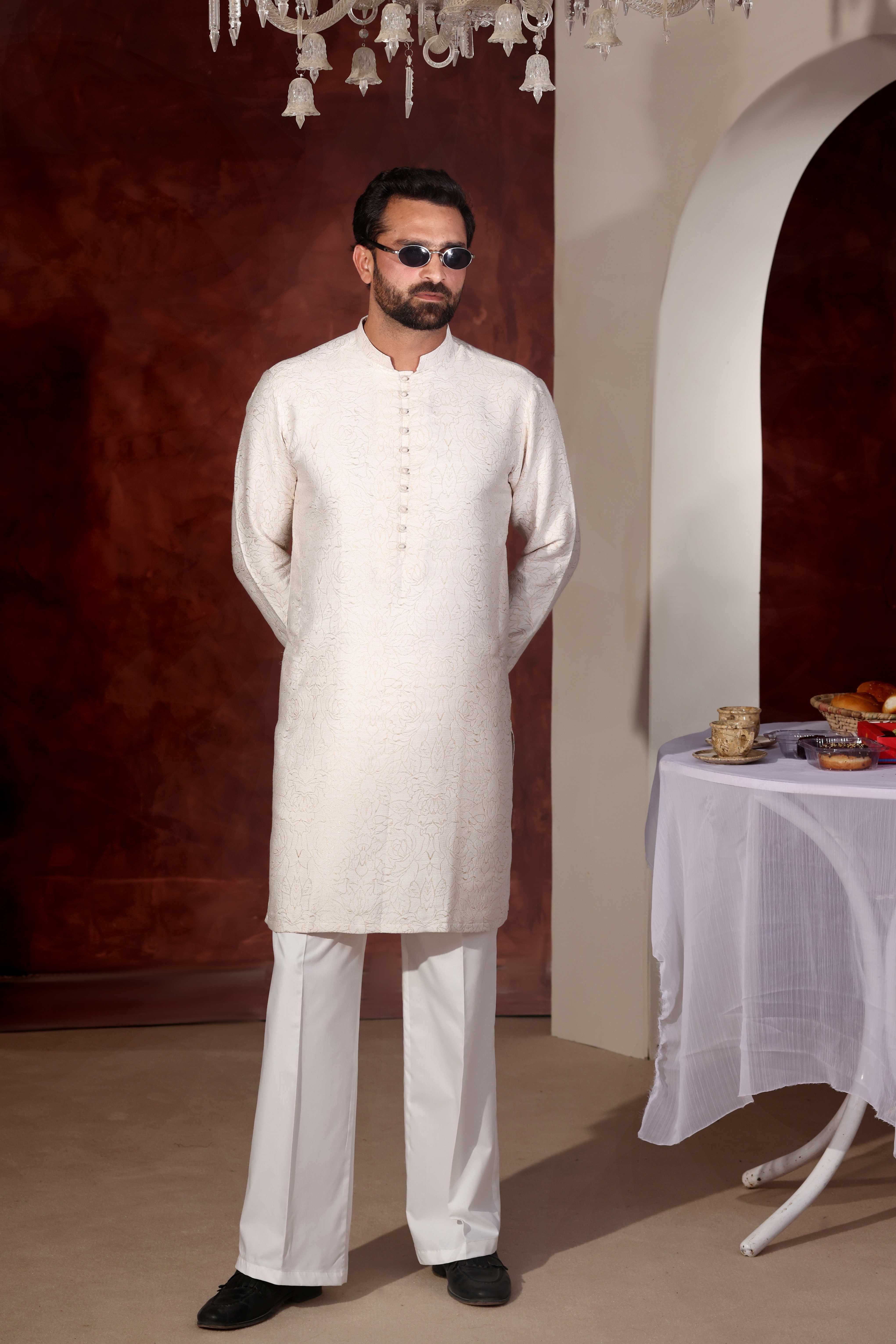 CK 762 White Chikankari Kurta