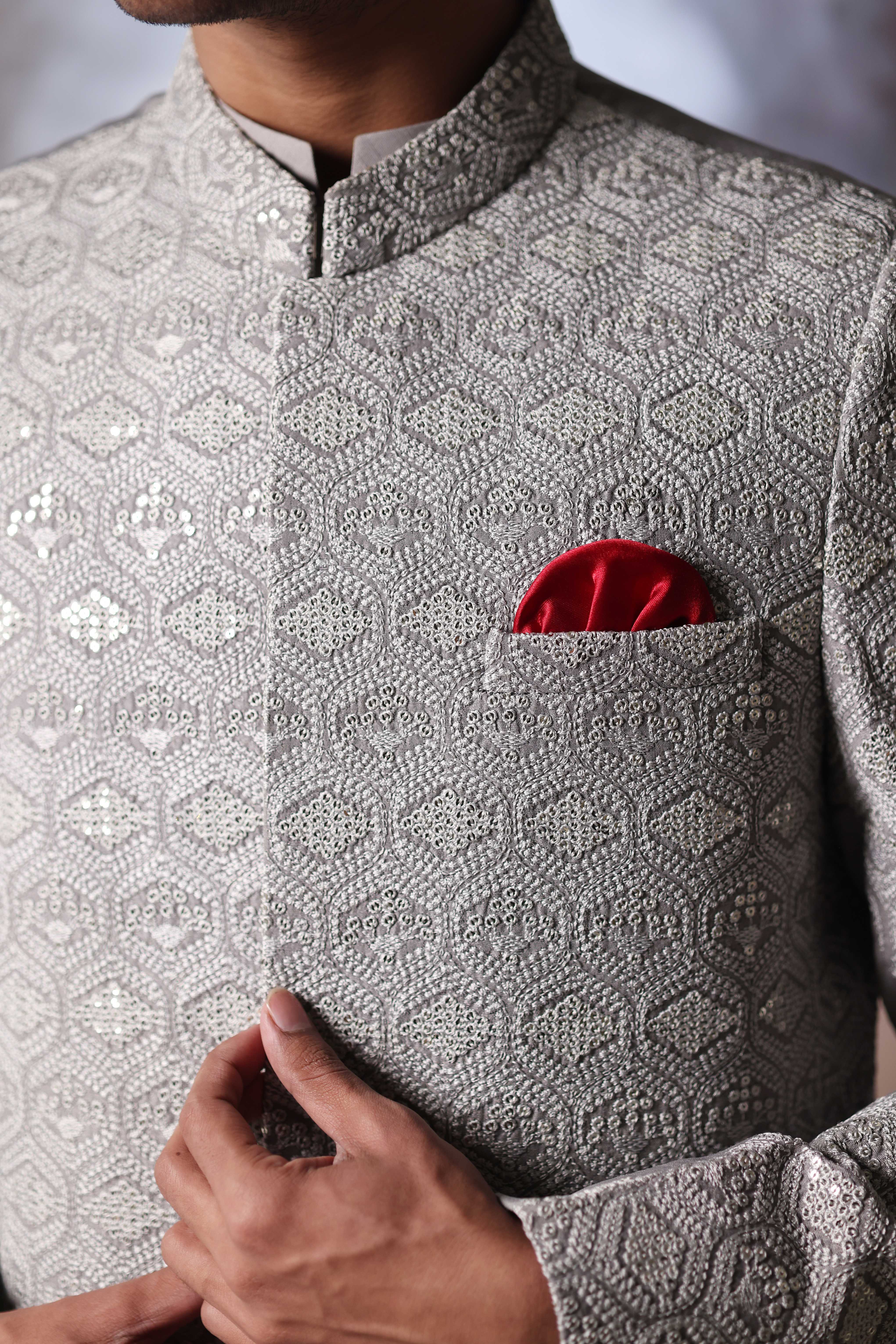 ER 3023 Grey Sequance Prince Coat