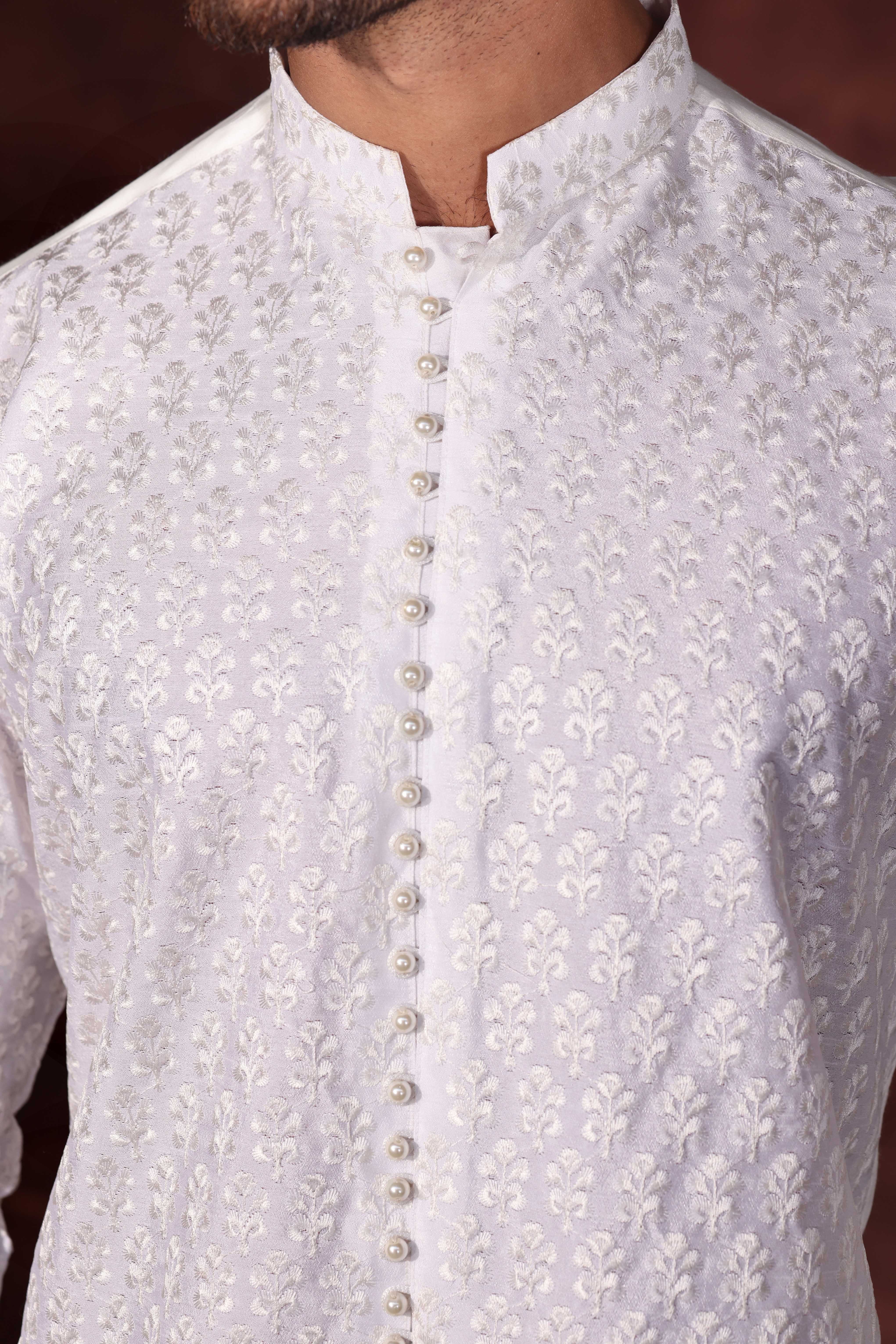 CK 759 White Chikankari Kurta