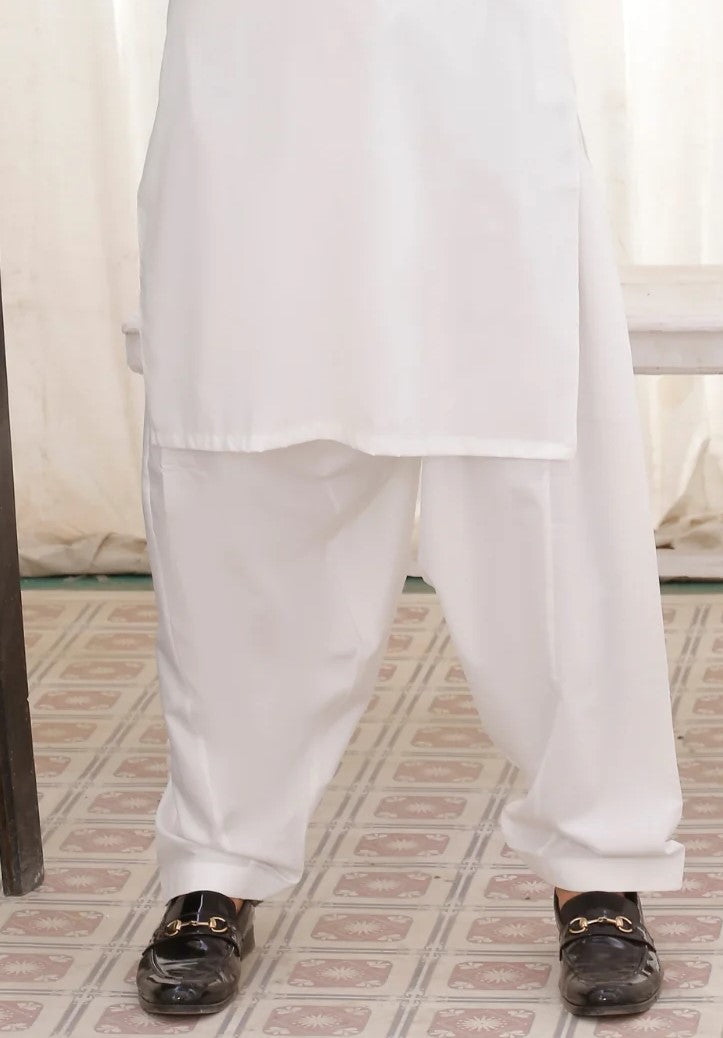 CK 752 White Embroidered Kurta With Farshi Shalwar