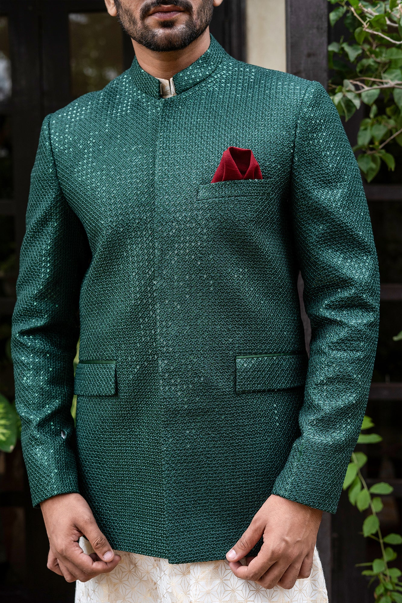 ER 2095 Green Sequence Embroidery wedding Prince Coat