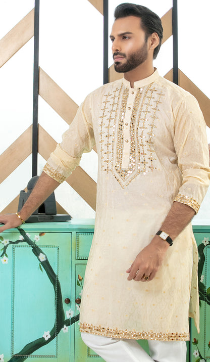 ER MR 37 Gold Mirror Embroidery Kurta Pajama