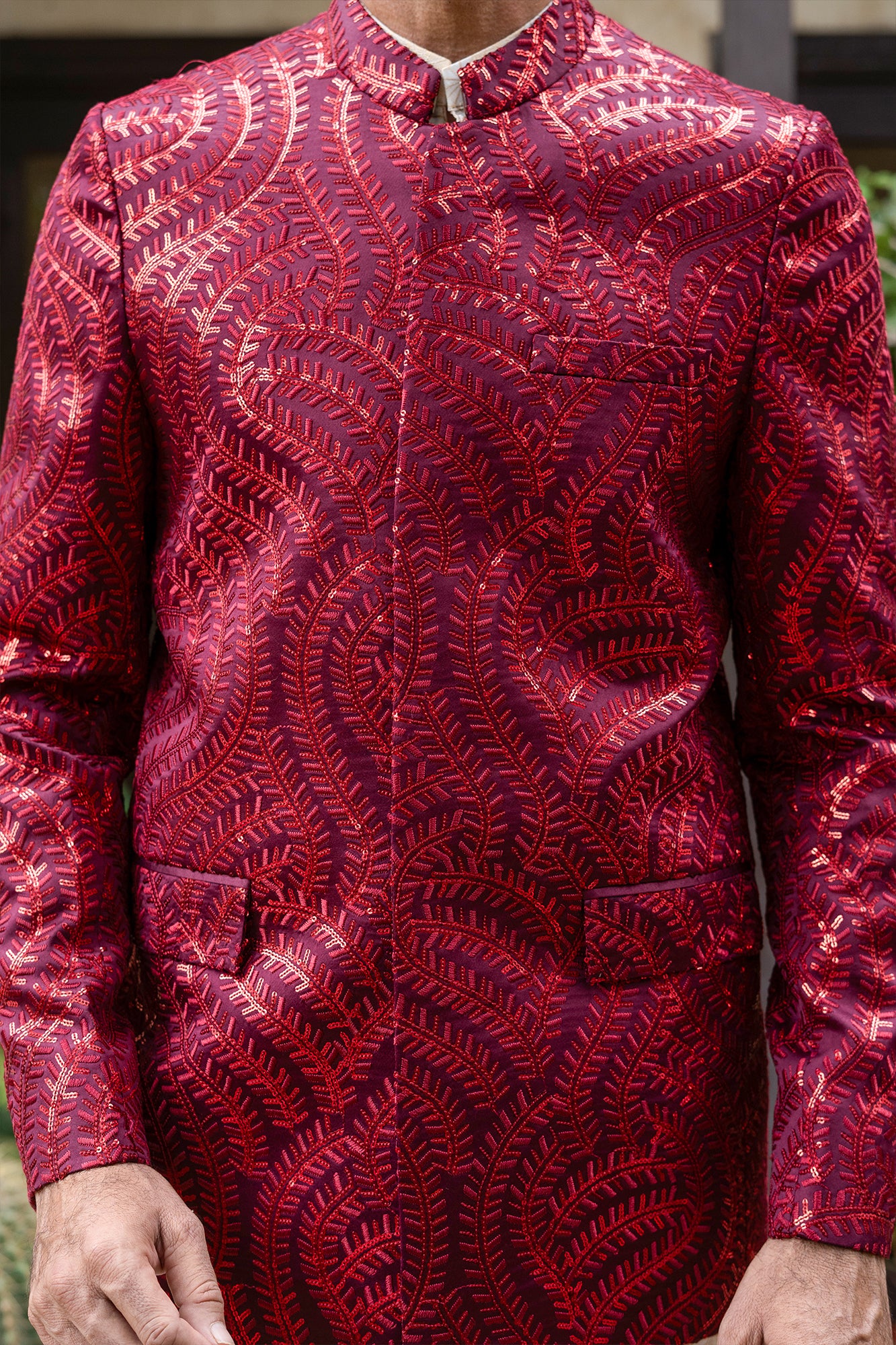 ER 2092 Maroon Groom Prince COat wedding mashalcouture.com