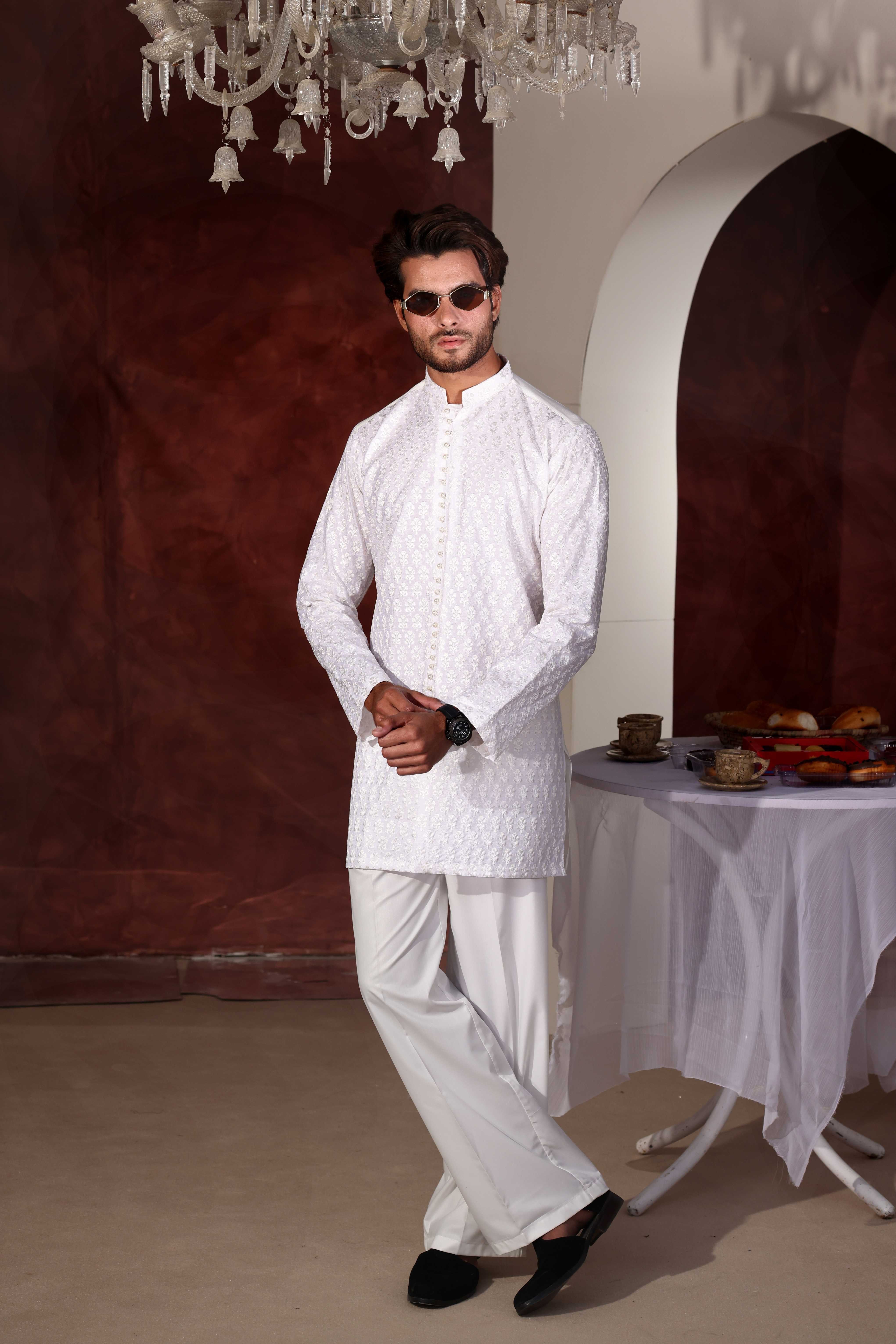 CK 759 White Chikankari Kurta