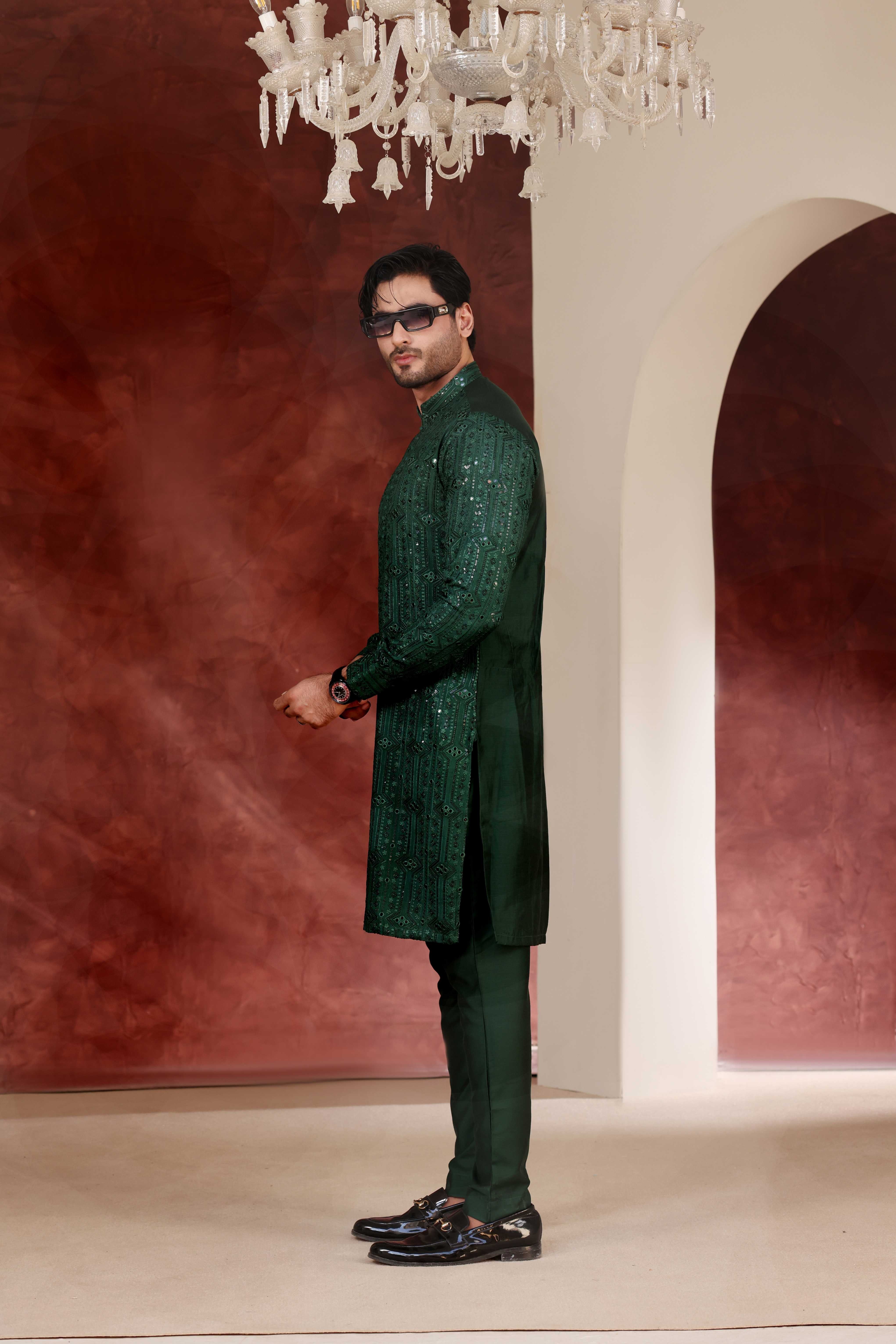 CK 771 Green Chikankari Kurta