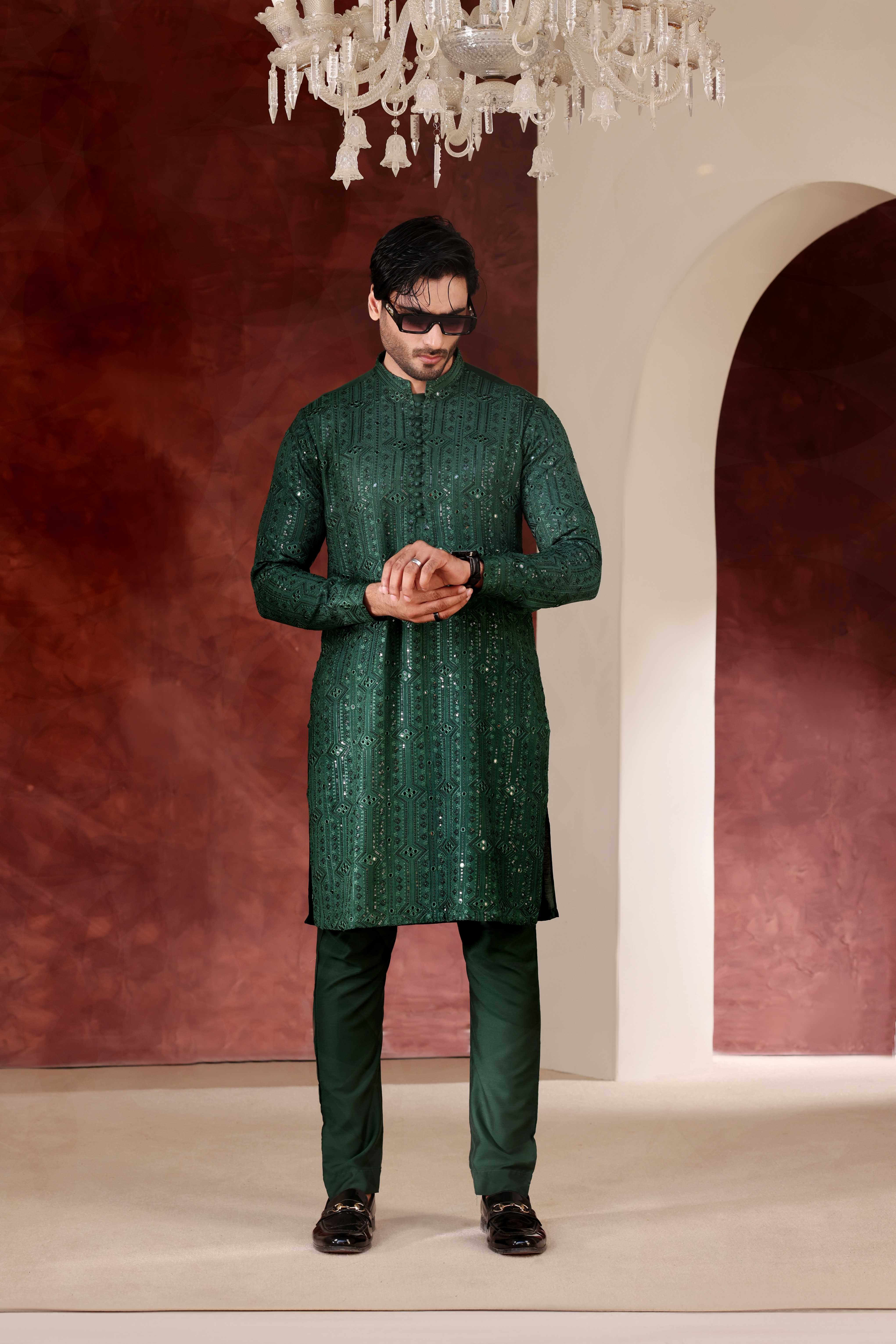 CK 771 Green Chikankari Kurta