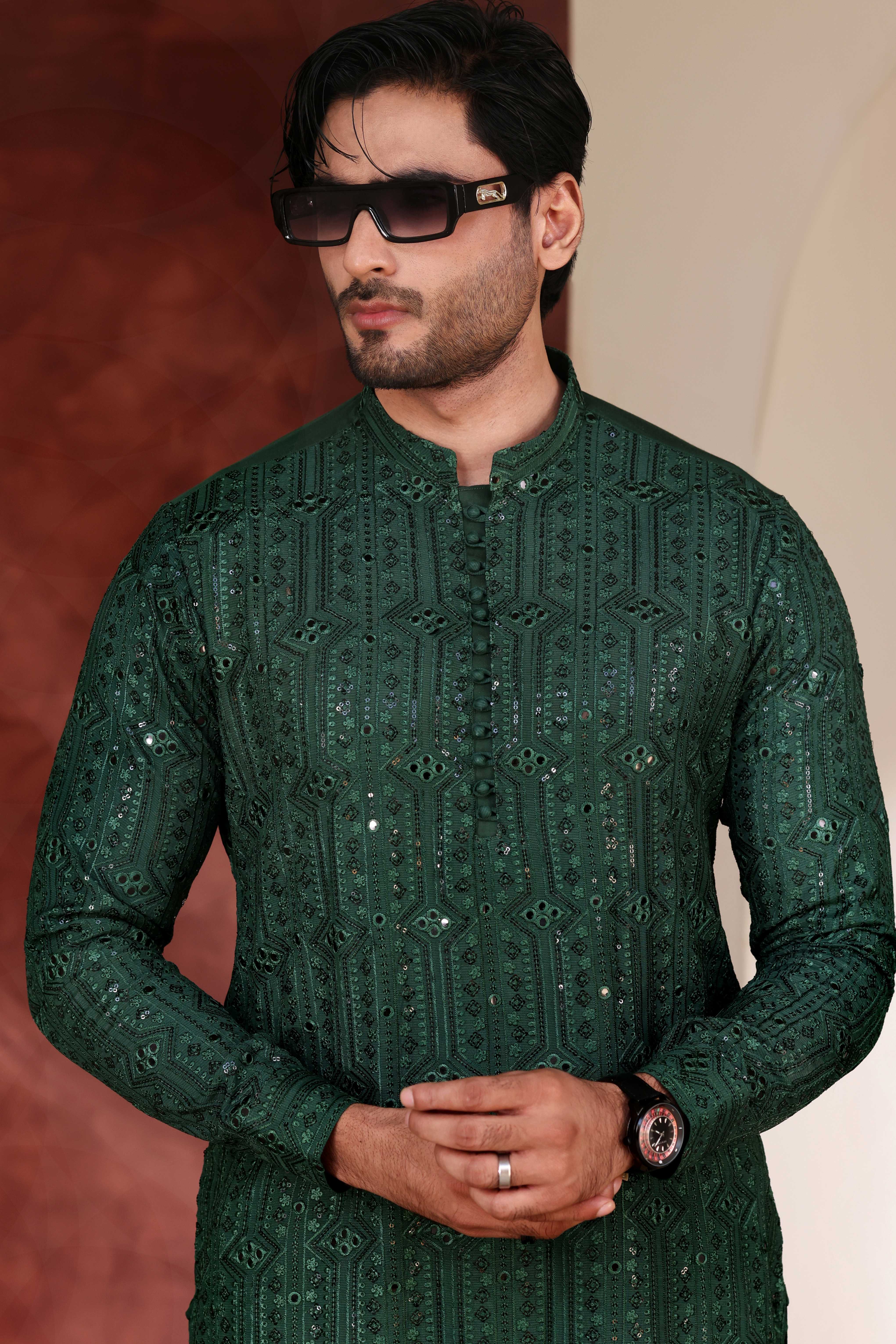 CK 771 Green Chikankari Kurta