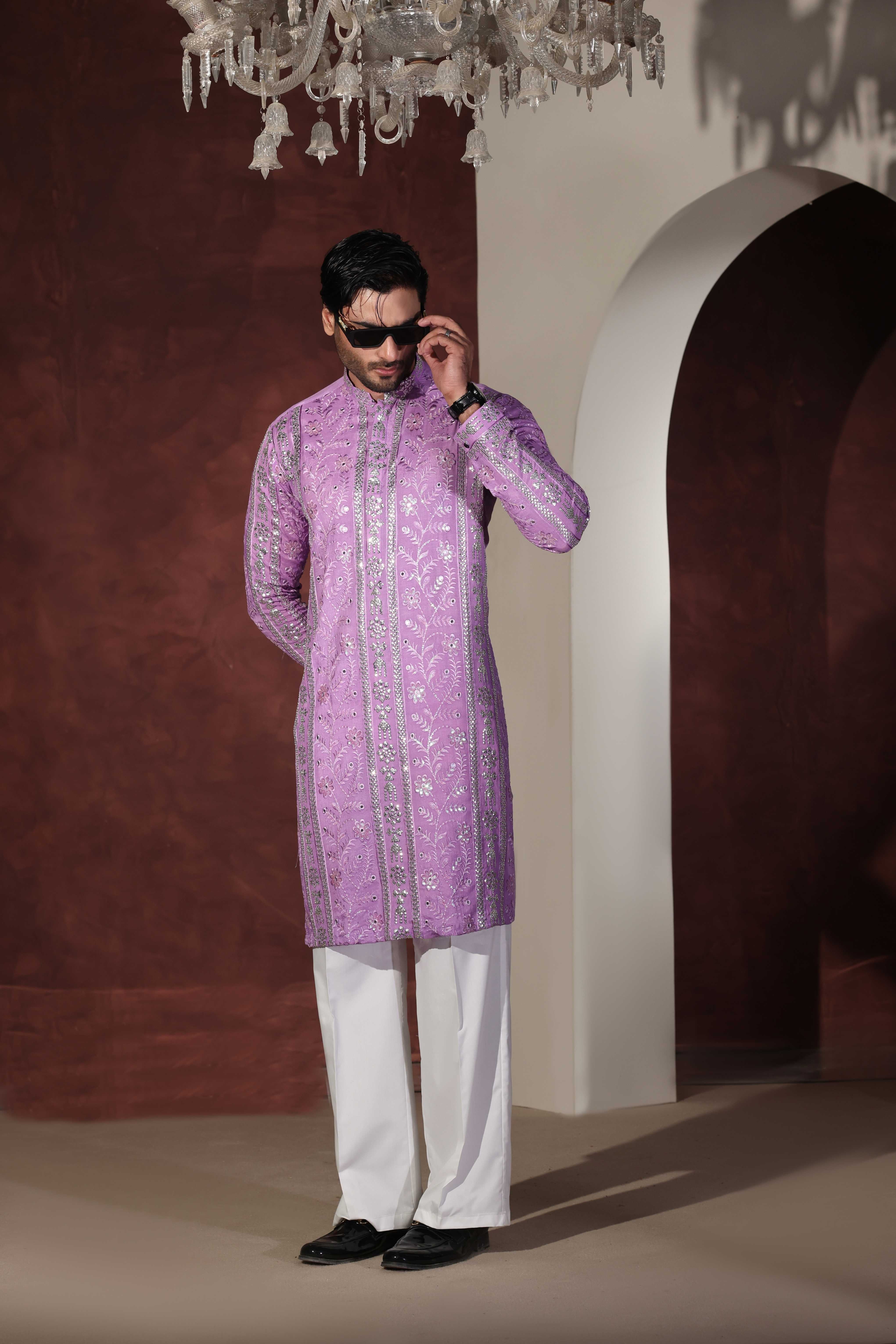 CK 763 Purple Chikankari Kurta