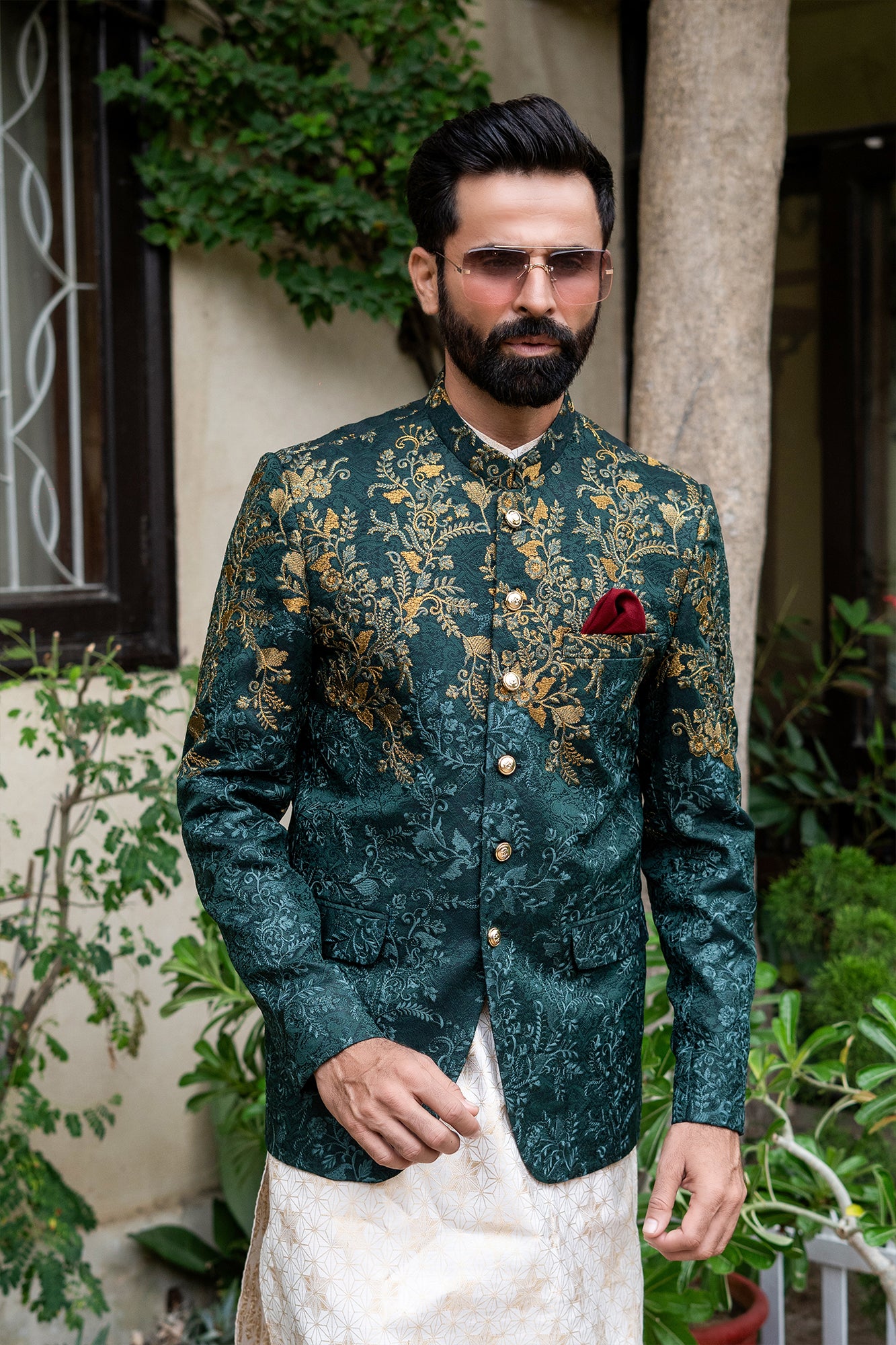 ER 2085 Green Copper Perfect Mehndi Prince Coat Men