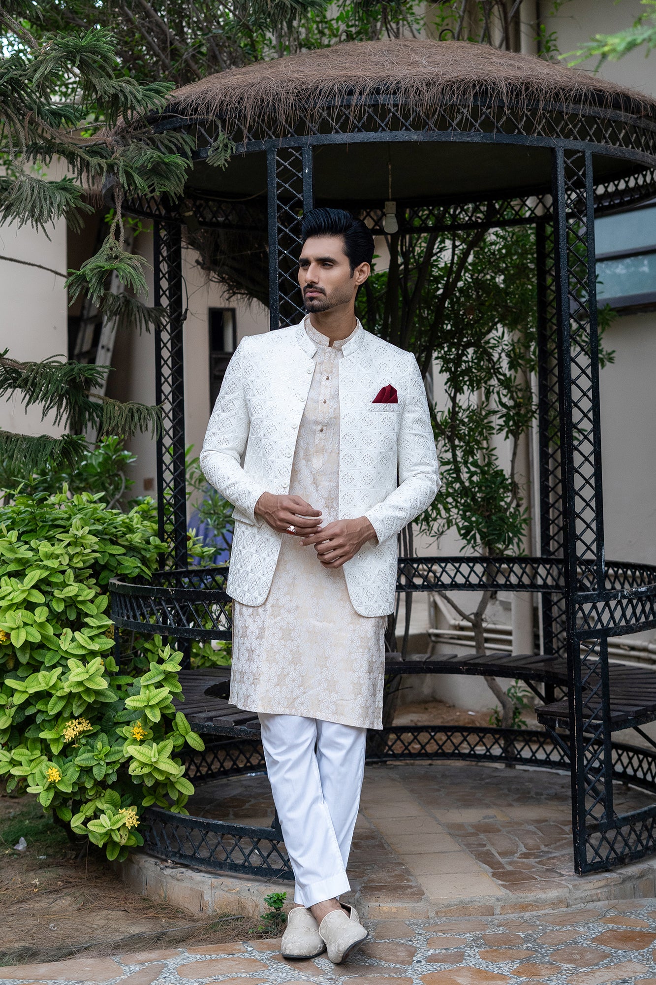ER 2078 white sequence embroidery prince coat For Men mashalcouture.com