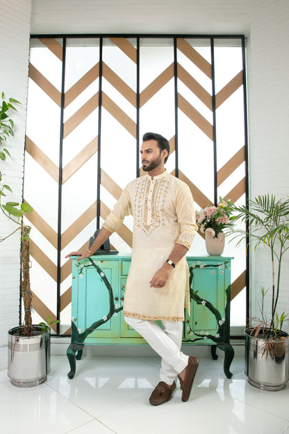 ER MR 37 Gold Mirror Embroidery Kurta Pajama