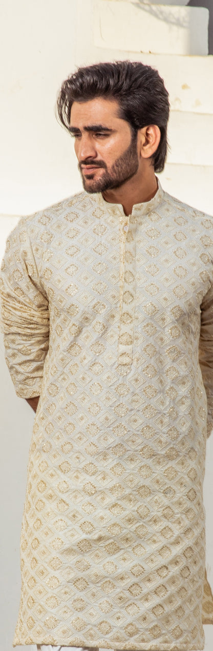 CK 728 Ivory Chanderi Kurta Pajama