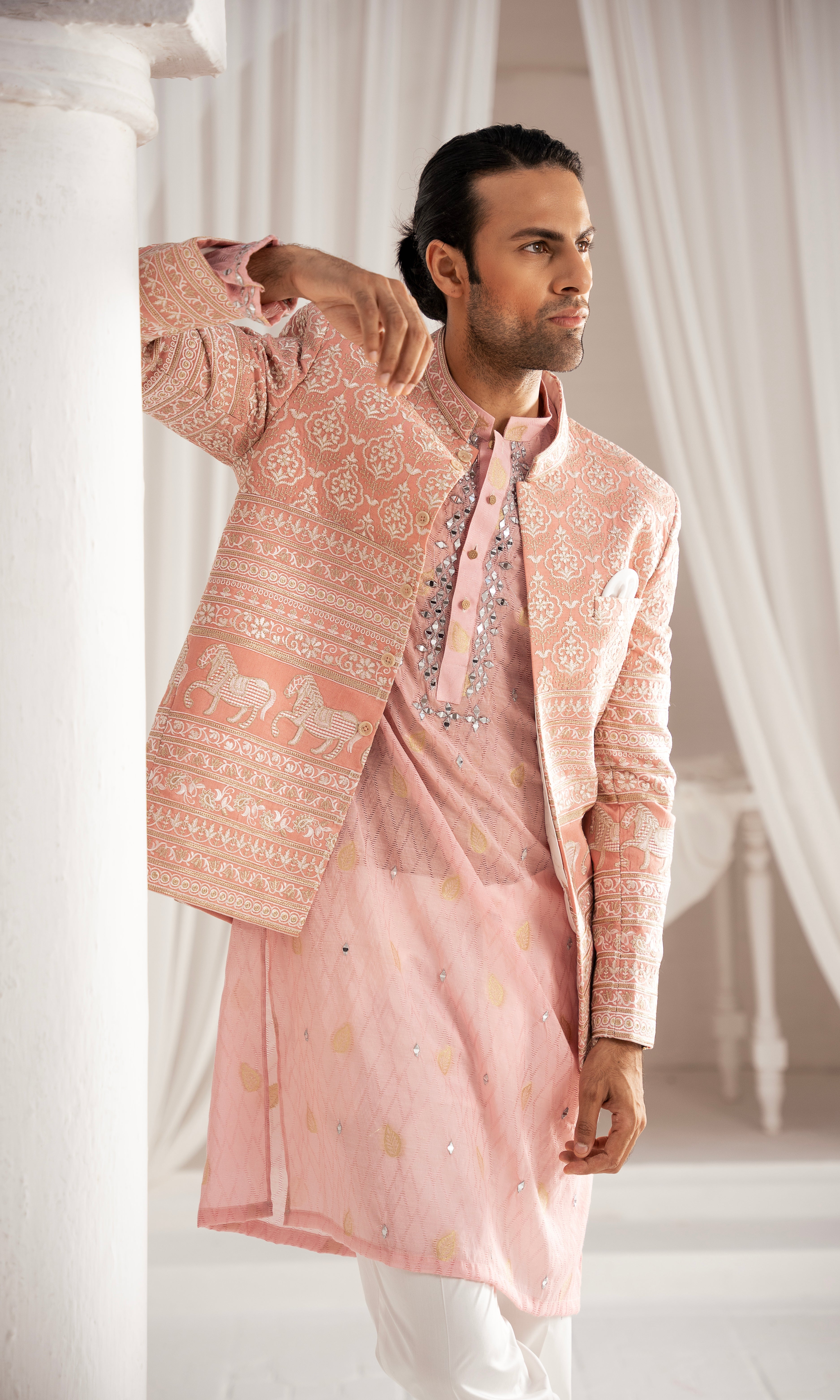 ER PC 3005 Mughal Elegance Pink Prince Coat