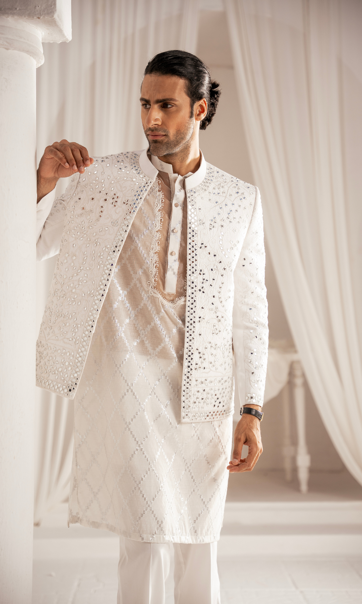 ER PC 3007 White Oud White Mirror kurta