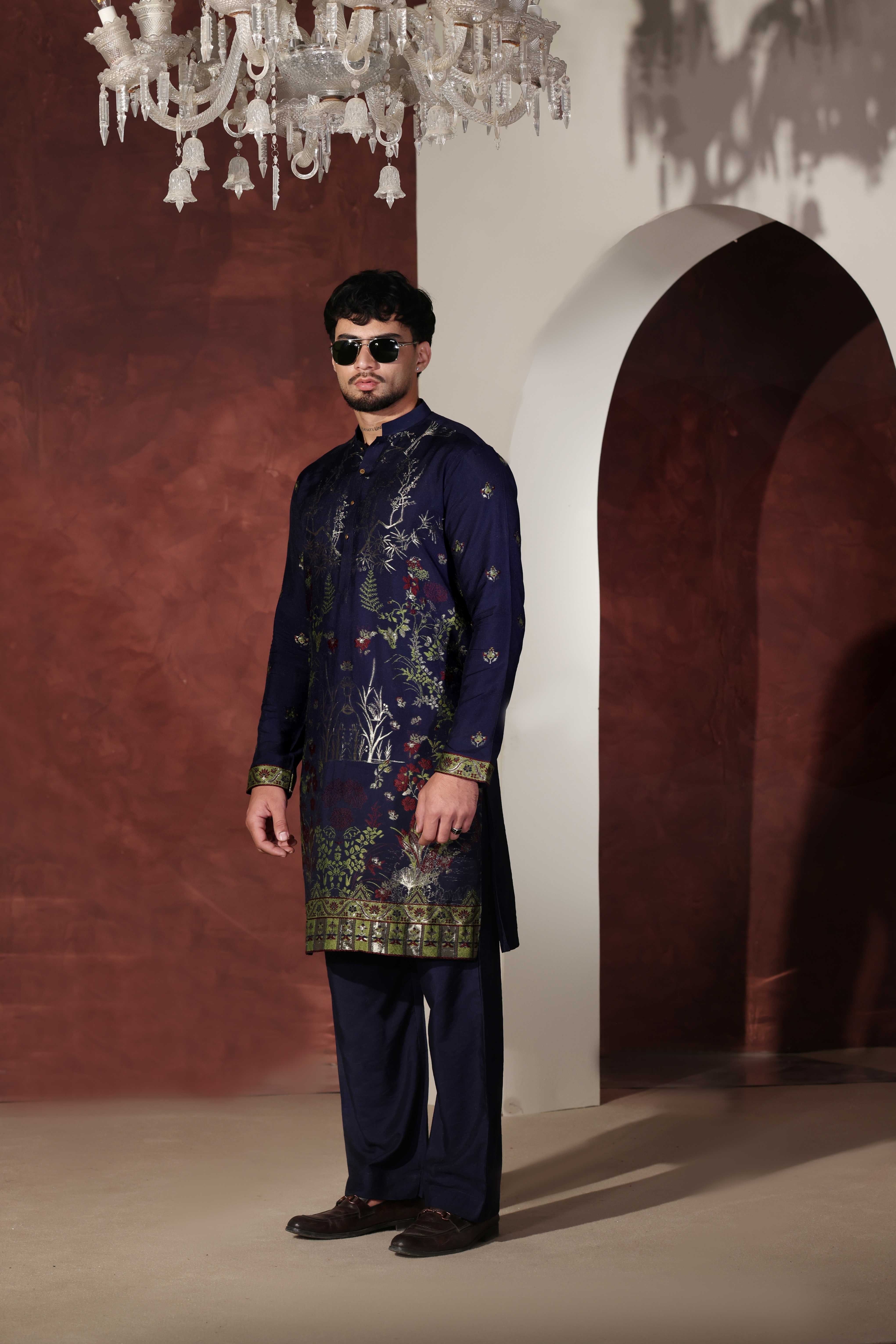 CK 764 Navy Blue Chikankari Kurta