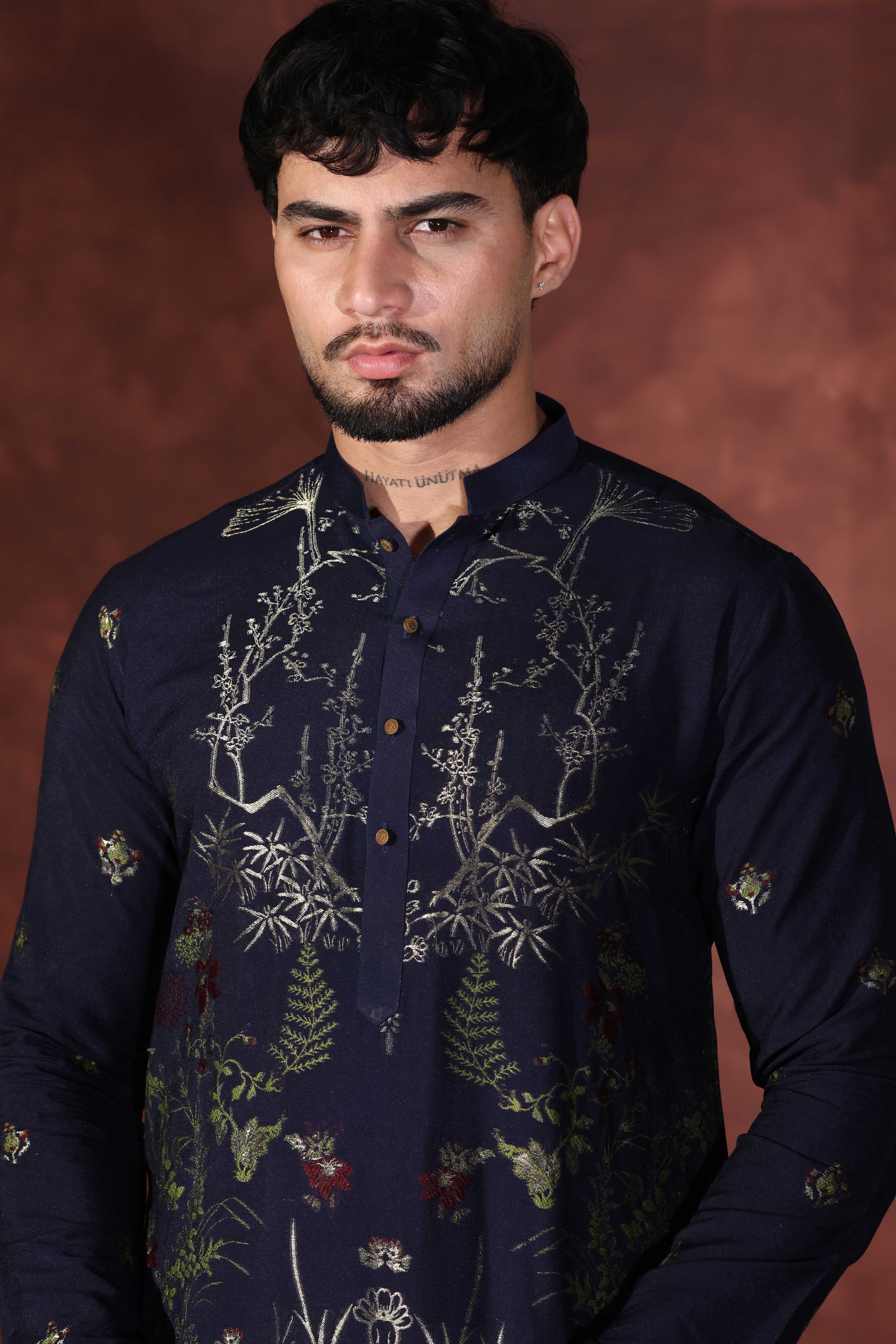 CK 764 Navy Blue Chikankari Kurta