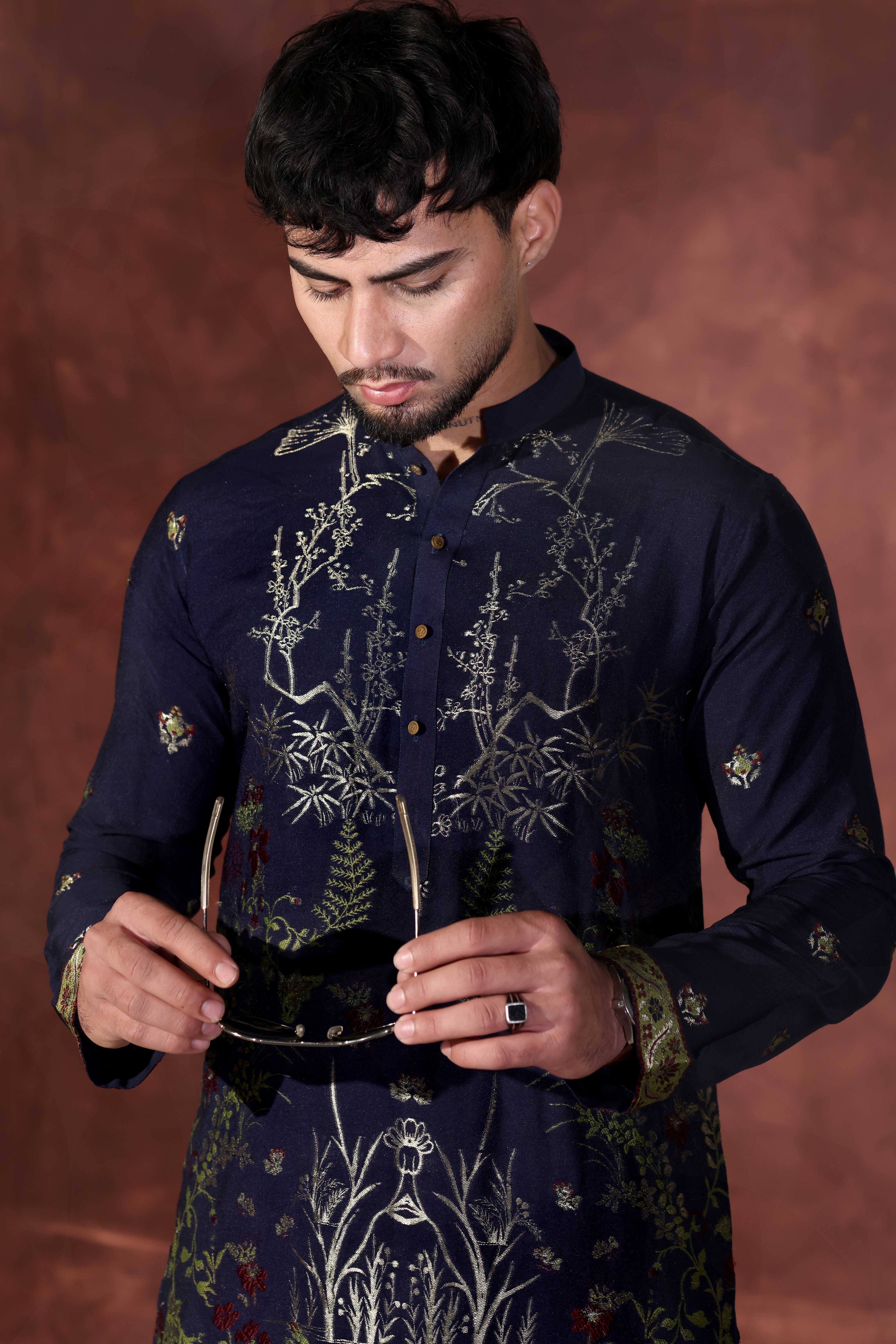 CK 764 Navy Blue Chikankari Kurta