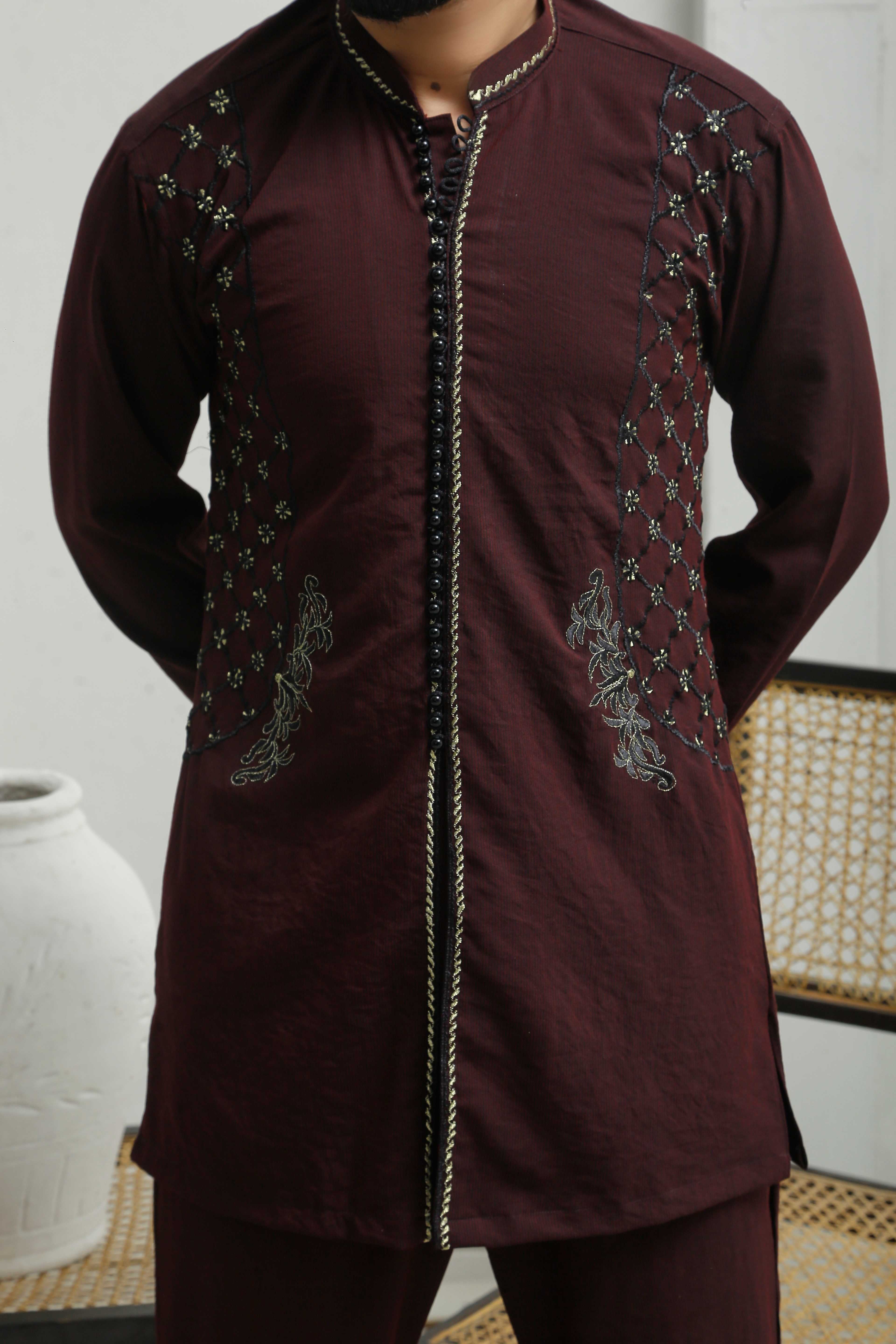 ER 501 Dark Maroon Executive Shalwar Kameez