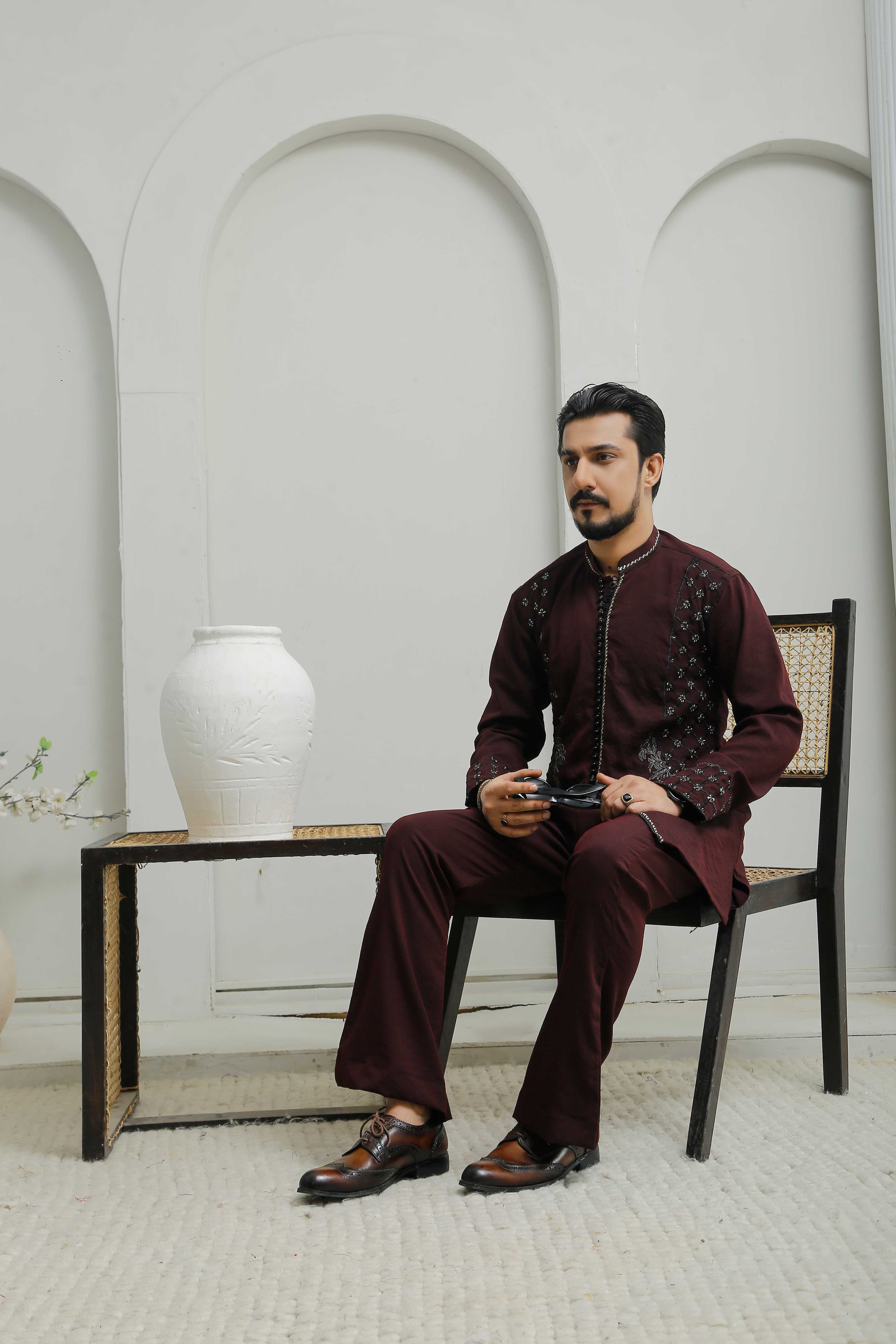 ER 501 Dark Maroon Executive Shalwar Kameez