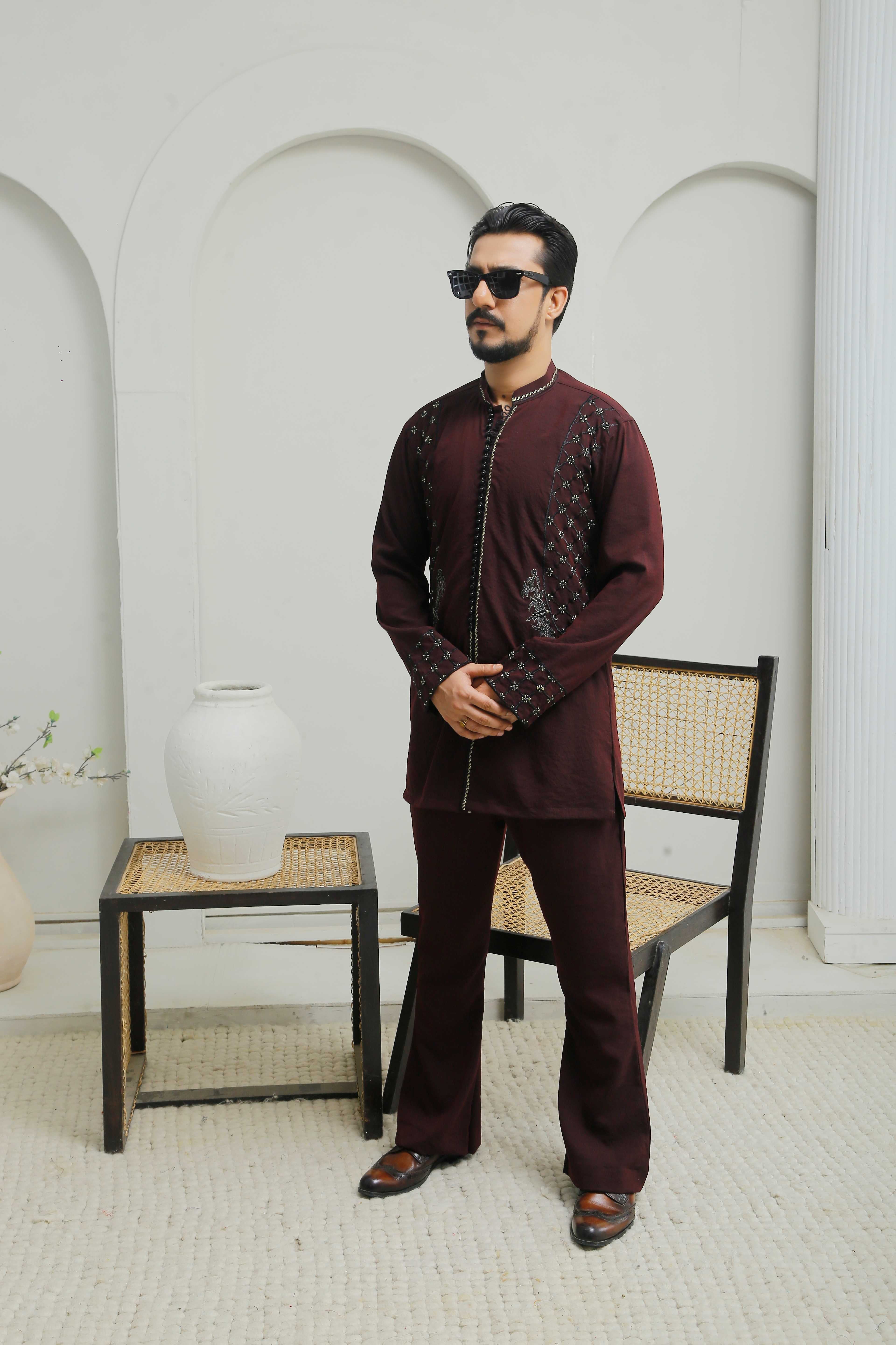 ER 501 Dark Maroon Executive Shalwar Kameez