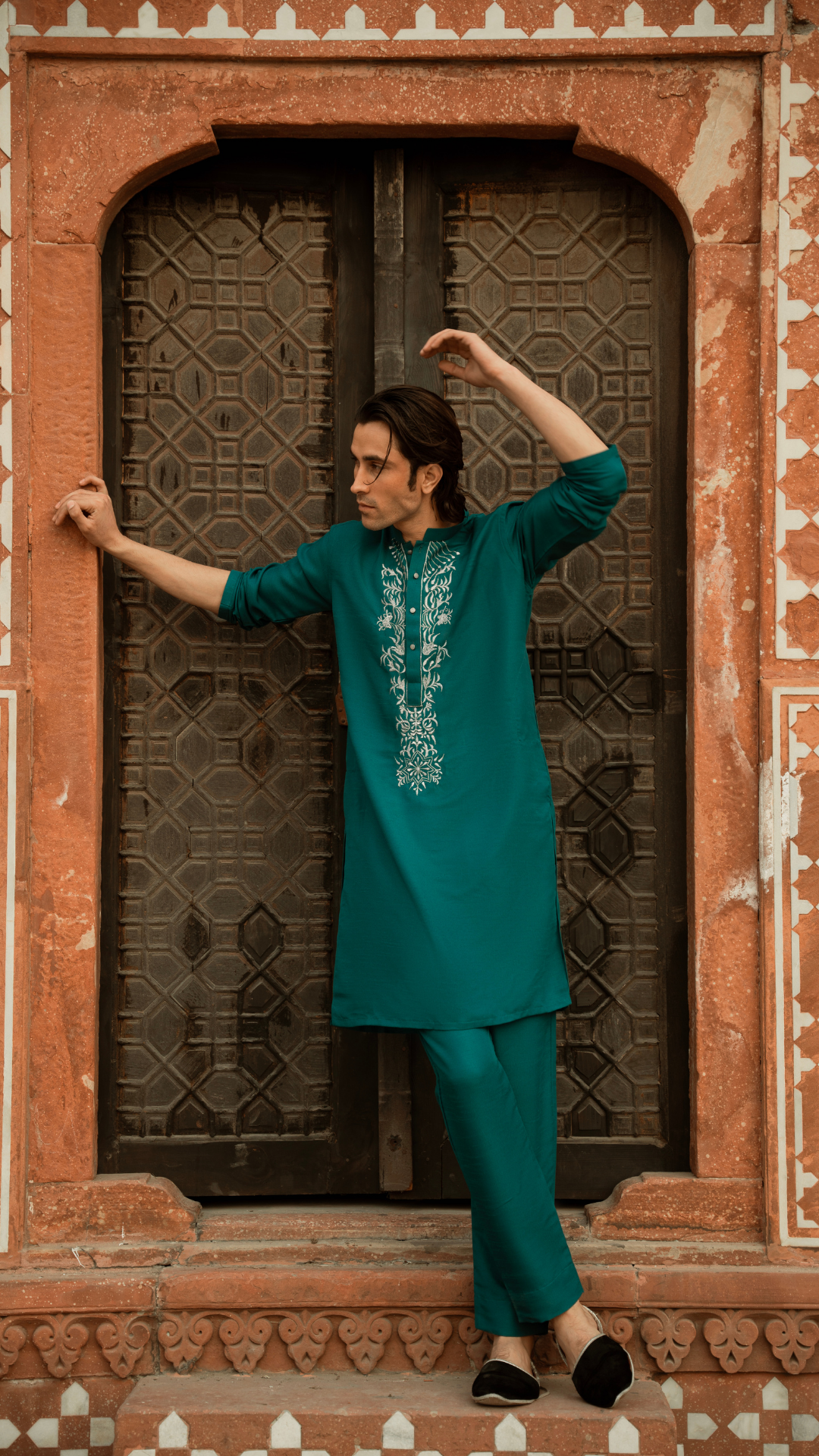 CK 746 Green Embroidery Kurta Dress