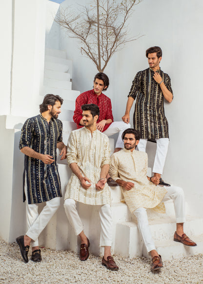 CK 728 Ivory Chanderi Kurta Pajama