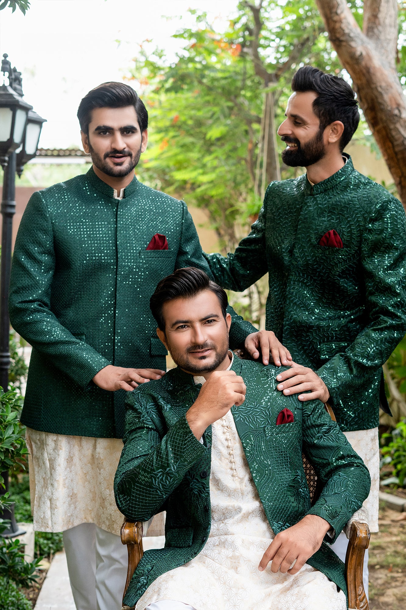 ER 2095 Green Sequence Embroidery wedding Prince Coat