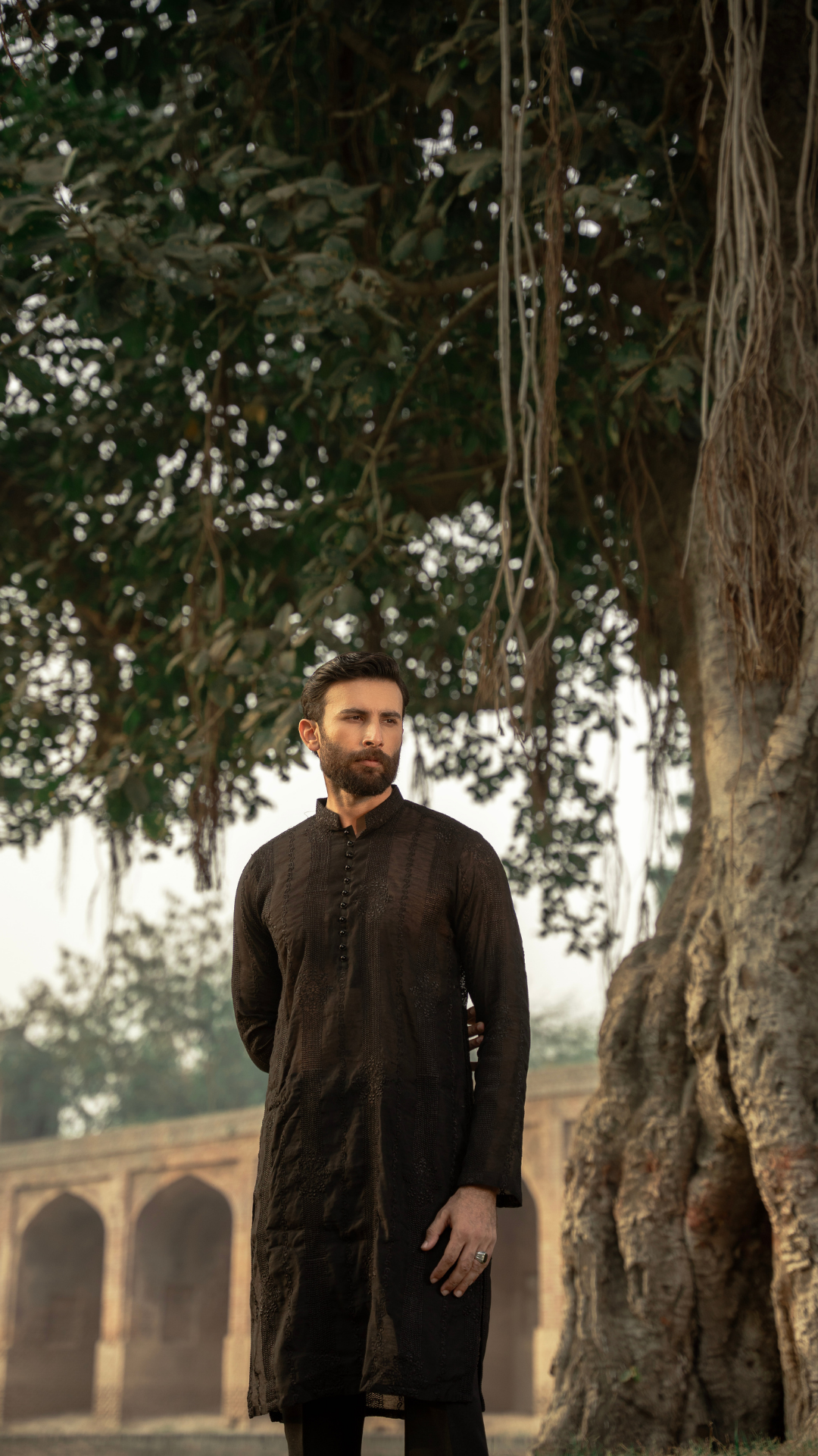 CK 739 Black Chikankari Kurta For Men