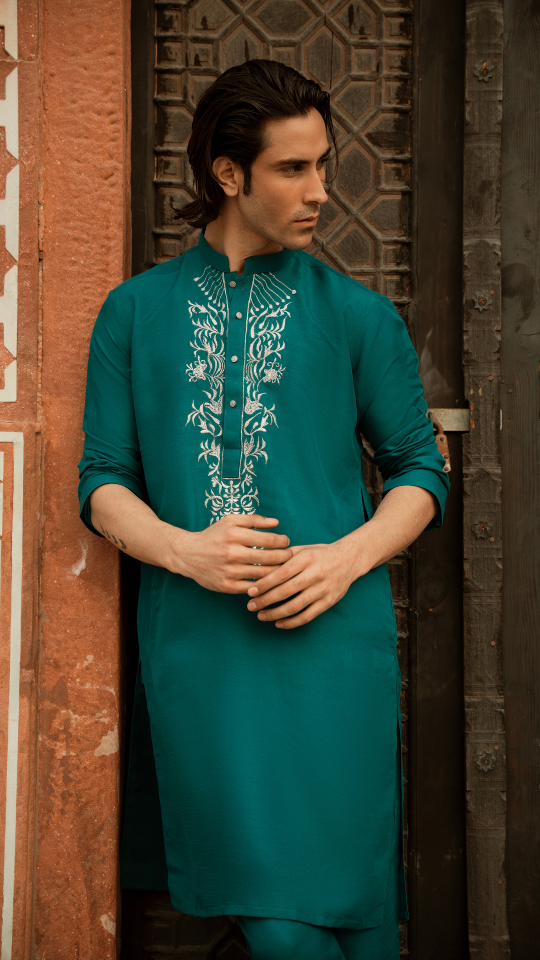 CK 746 Green Embroidery Kurta Dress