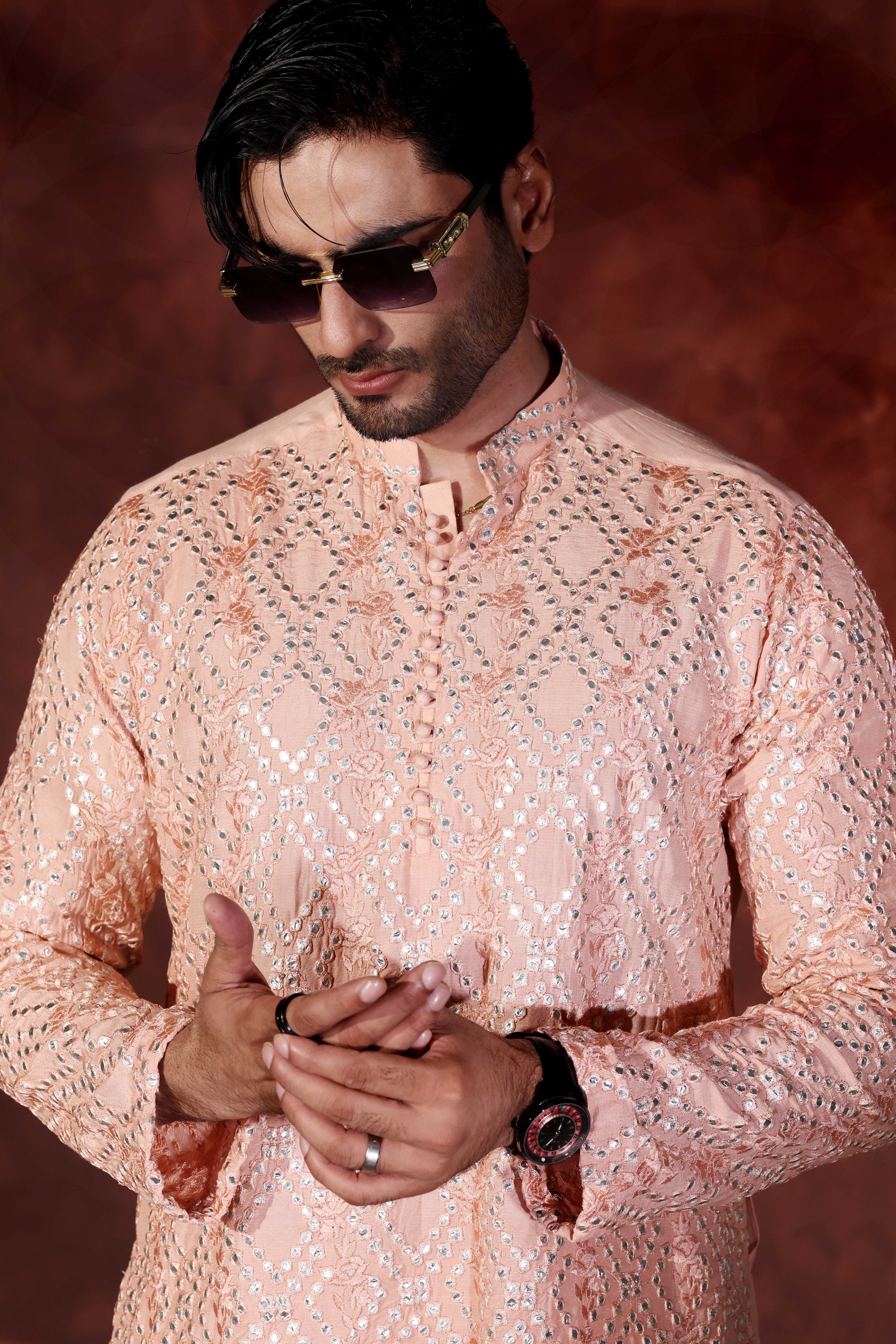 CK 770 Peach Chikankari Kurta